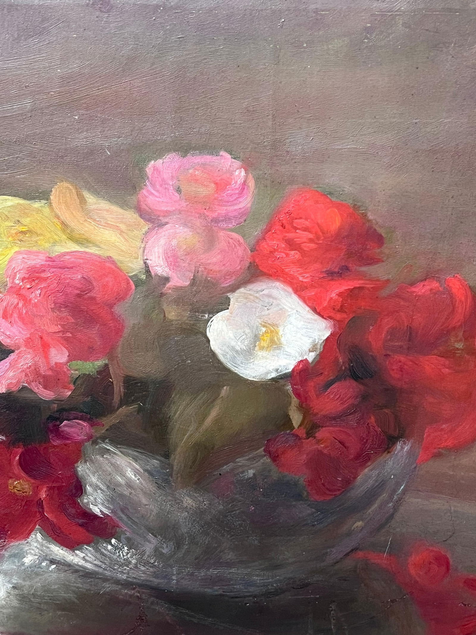 1900's French Impressionist Oil on Canvas Pretty Flowers Still Life Natural 1900 - 7