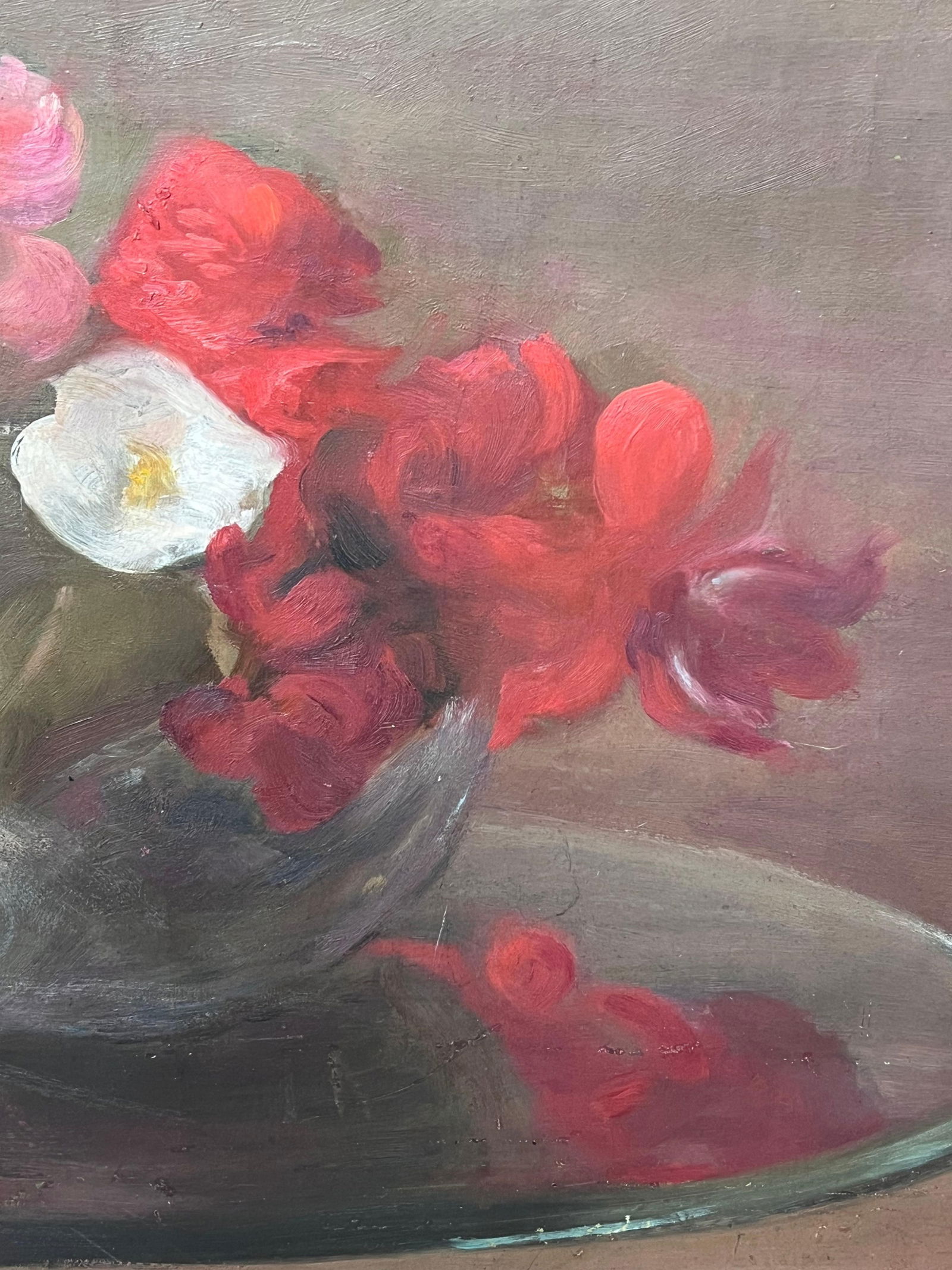 1900's French Impressionist Oil on Canvas Pretty Flowers Still Life Natural 1900 - 9