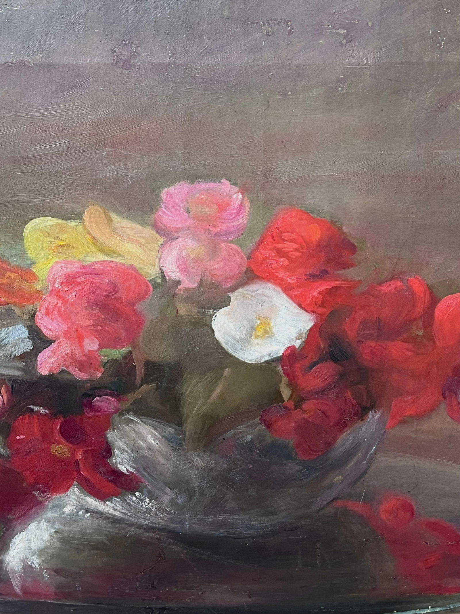 1900's French Impressionist Oil on Canvas Pretty Flowers Still Life Natural 1900 - 4