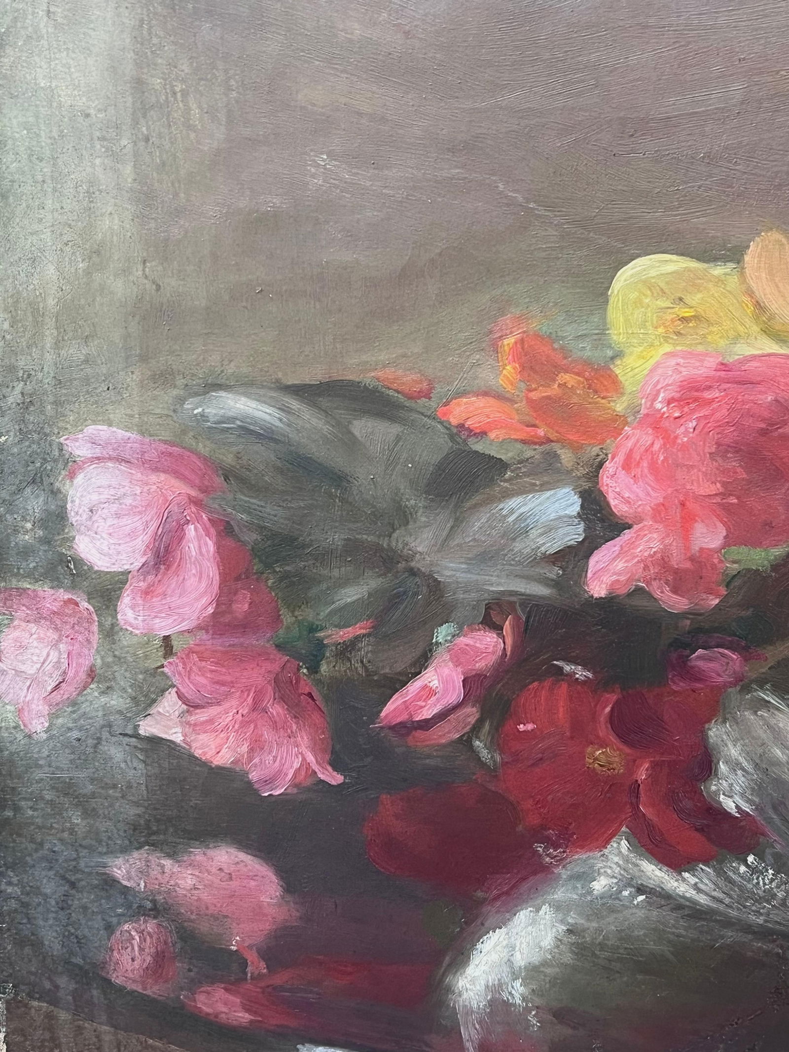 1900's French Impressionist Oil on Canvas Pretty Flowers Still Life Natural 1900 - 5