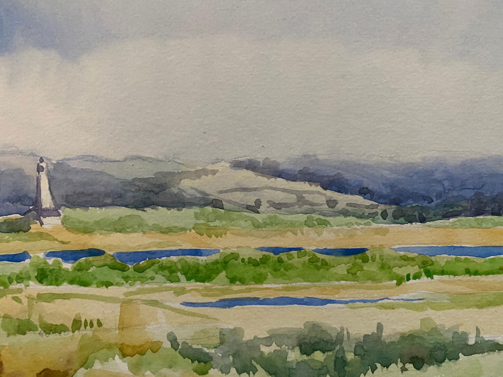 1900's, English Impressionist Watercolor Painting Extravagant Green and Blue circa 1900s - 4