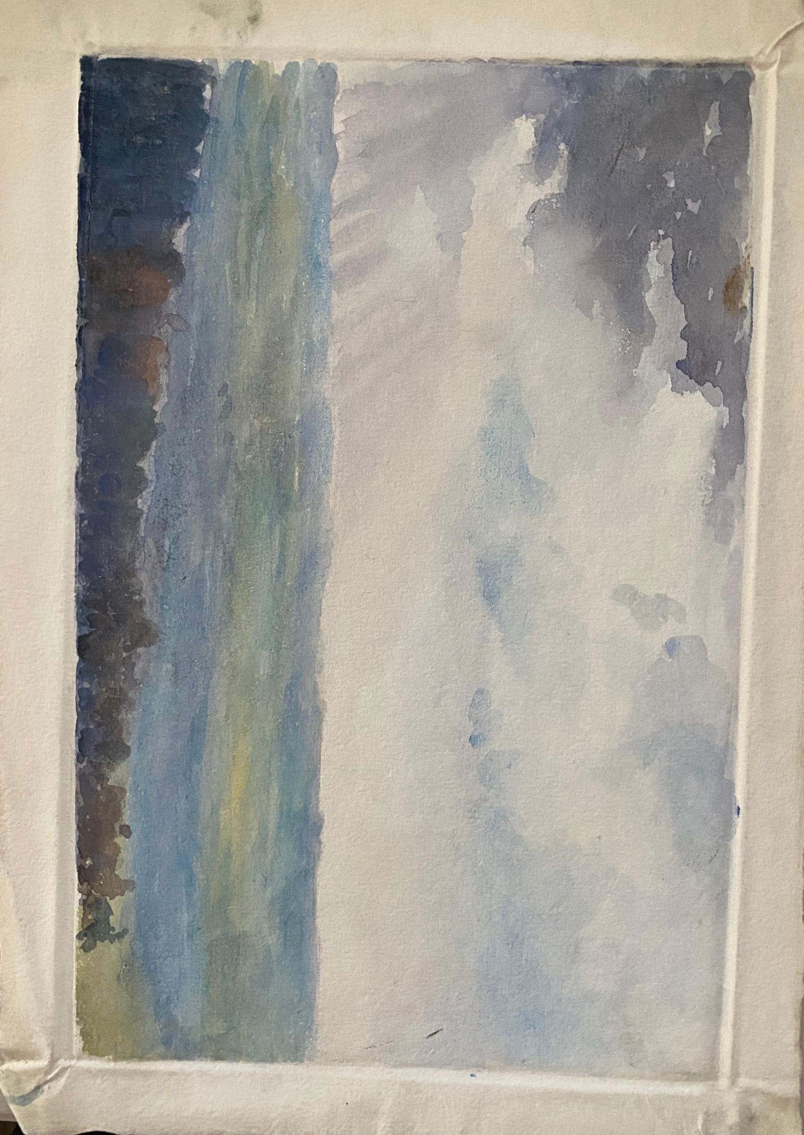 1900's, English Impressionist Watercolor Painting Spring Field circa 1900s - 5