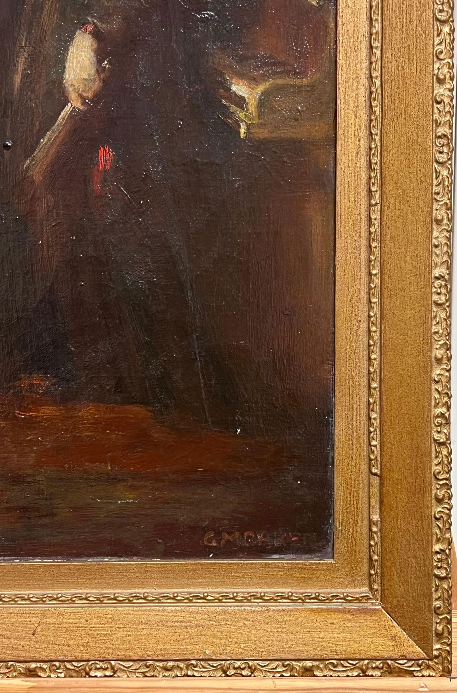 1920's British Signed Oil Painting Portrait Lady by Piano Interior Light Scene 1920's - 8