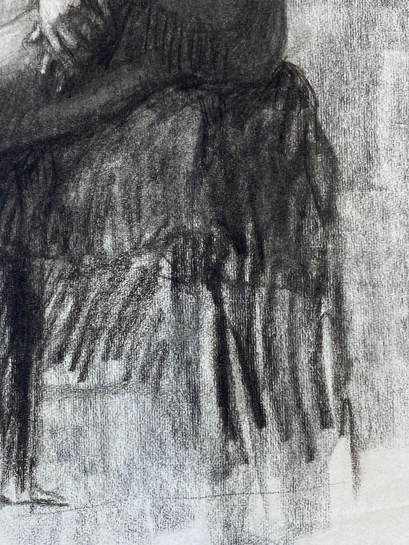 1920's French Charcoal Sketch of Seated Figure Lady the Artists Model 1920s - 9