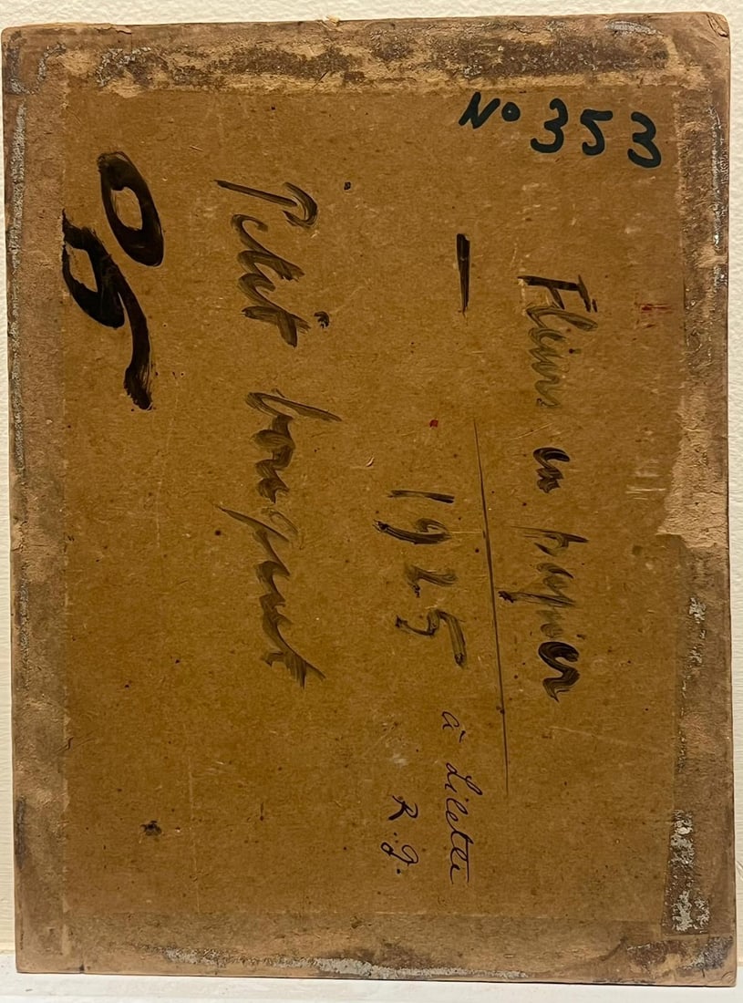 1920's French Vintage Still Life of Flowers Ornate Vase French Oil Painting 1925 - 7