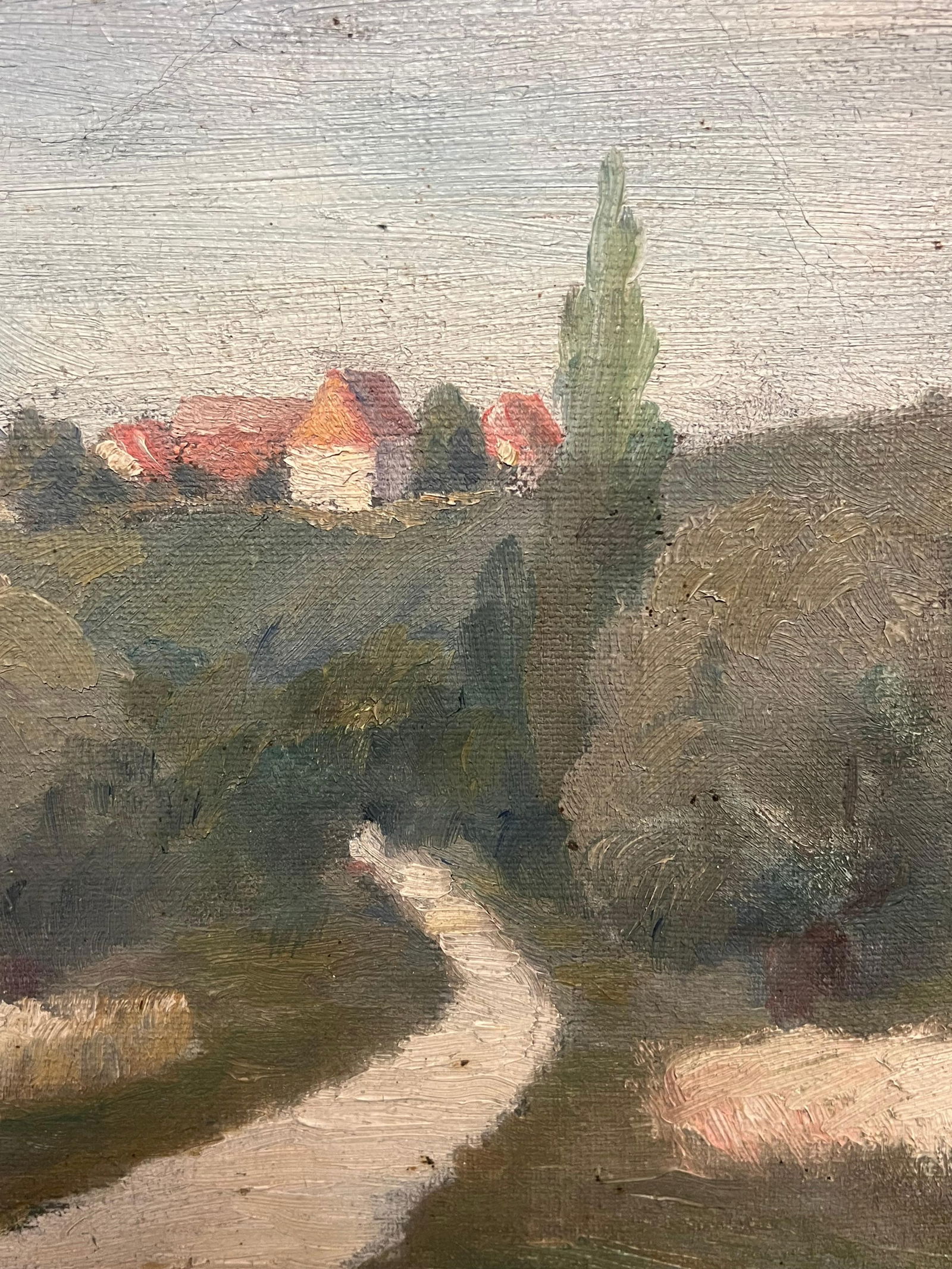 1930's Atmospheric French Provencal Countryside Landscape Cypress Trees in Lane 1930's - 7