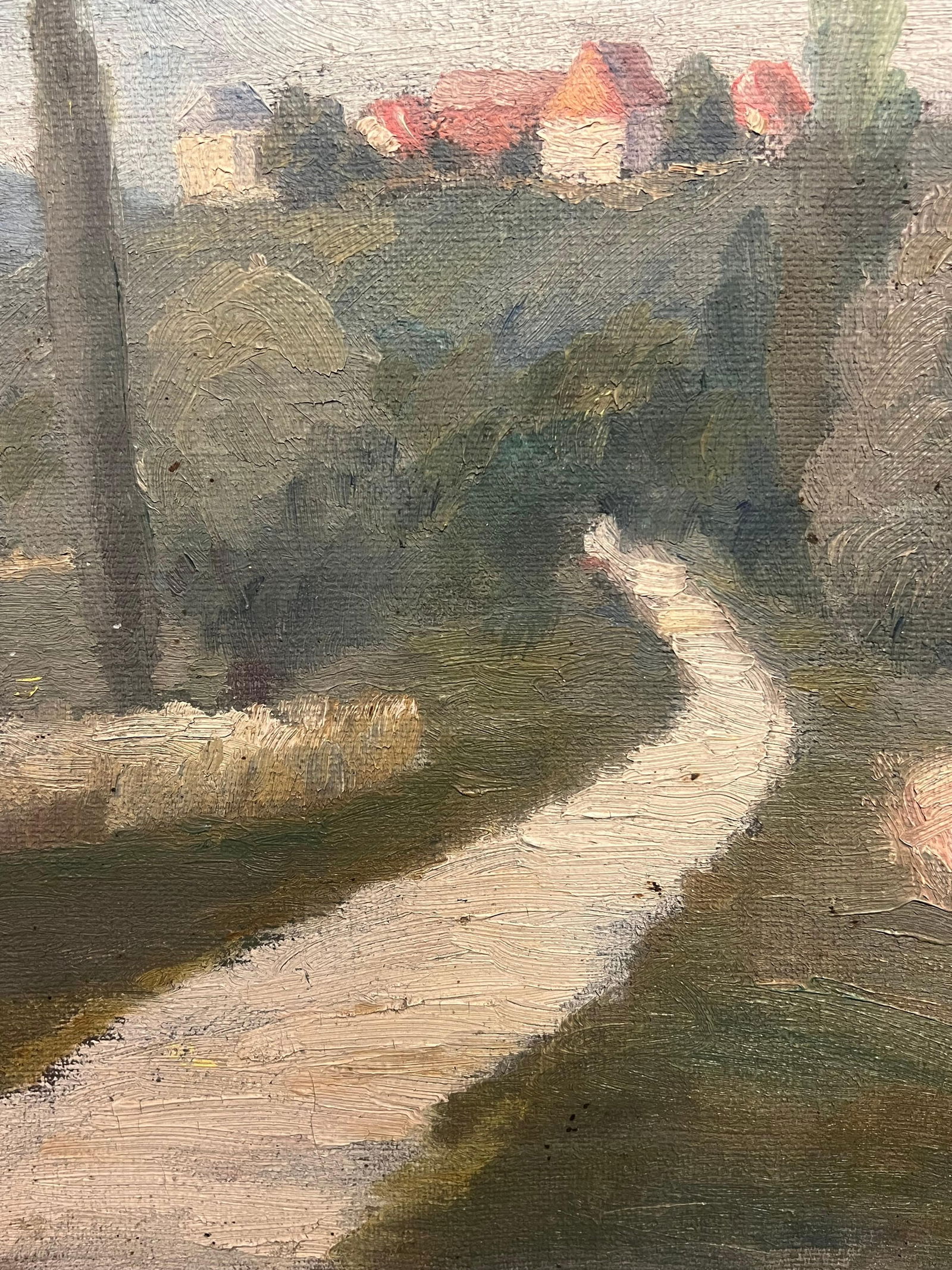 1930's Atmospheric French Provencal Countryside Landscape Cypress Trees in Lane 1930's - 5