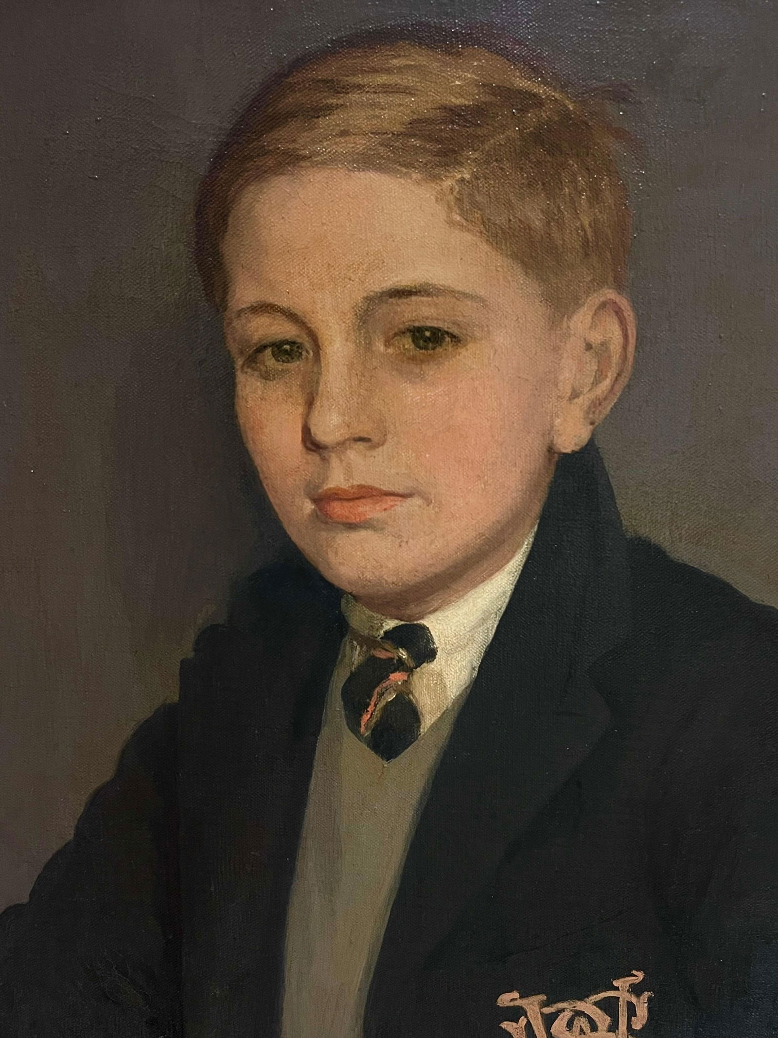 1930's British Oil Painting Portrait of Westminster School Boy in Uniform 1931 - 6