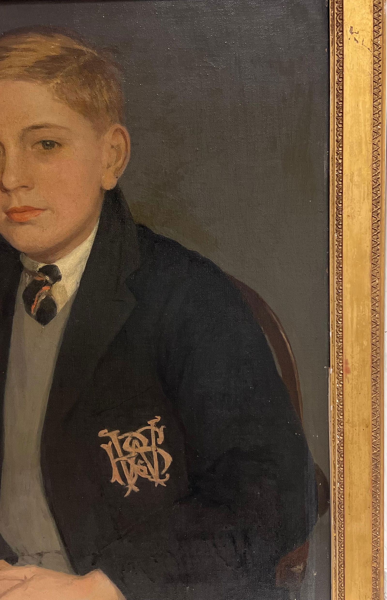 1930's British Oil Painting Portrait of Westminster School Boy in Uniform 1931 - 10