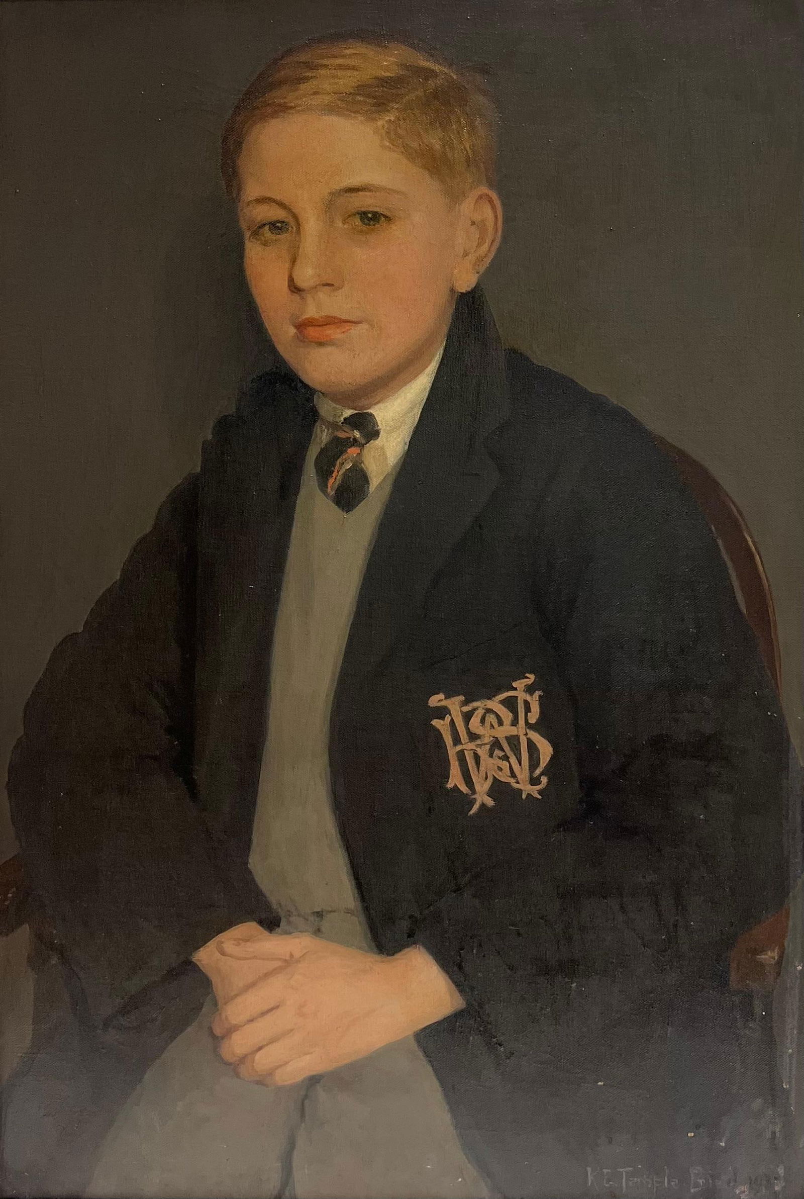 1930's British Oil Painting Portrait of Westminster School Boy in Uniform 1931 - 4