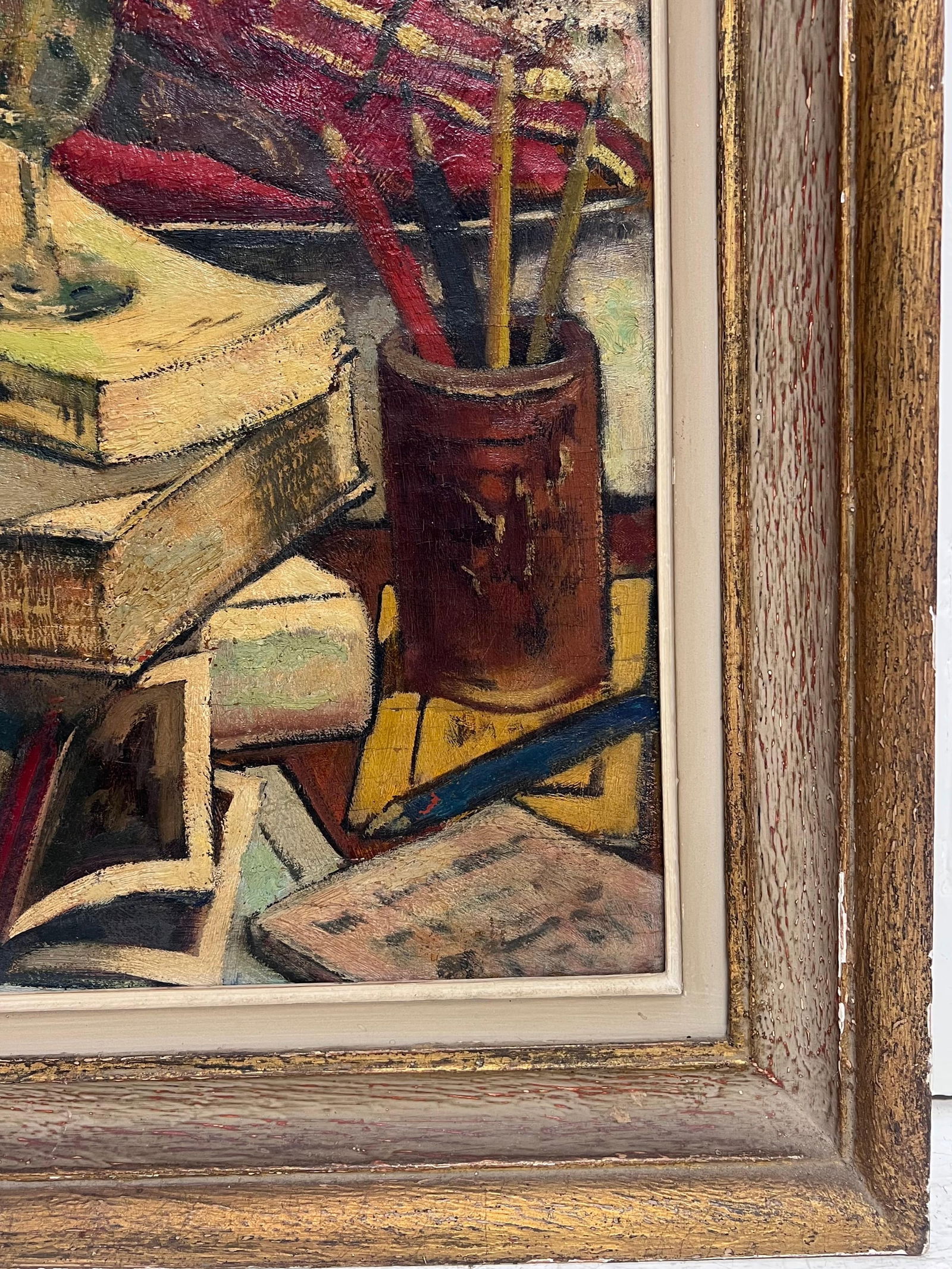 1930's English Impressionist Signed Oil Painting Still Life Thick Impasto Paint 1930's - 6