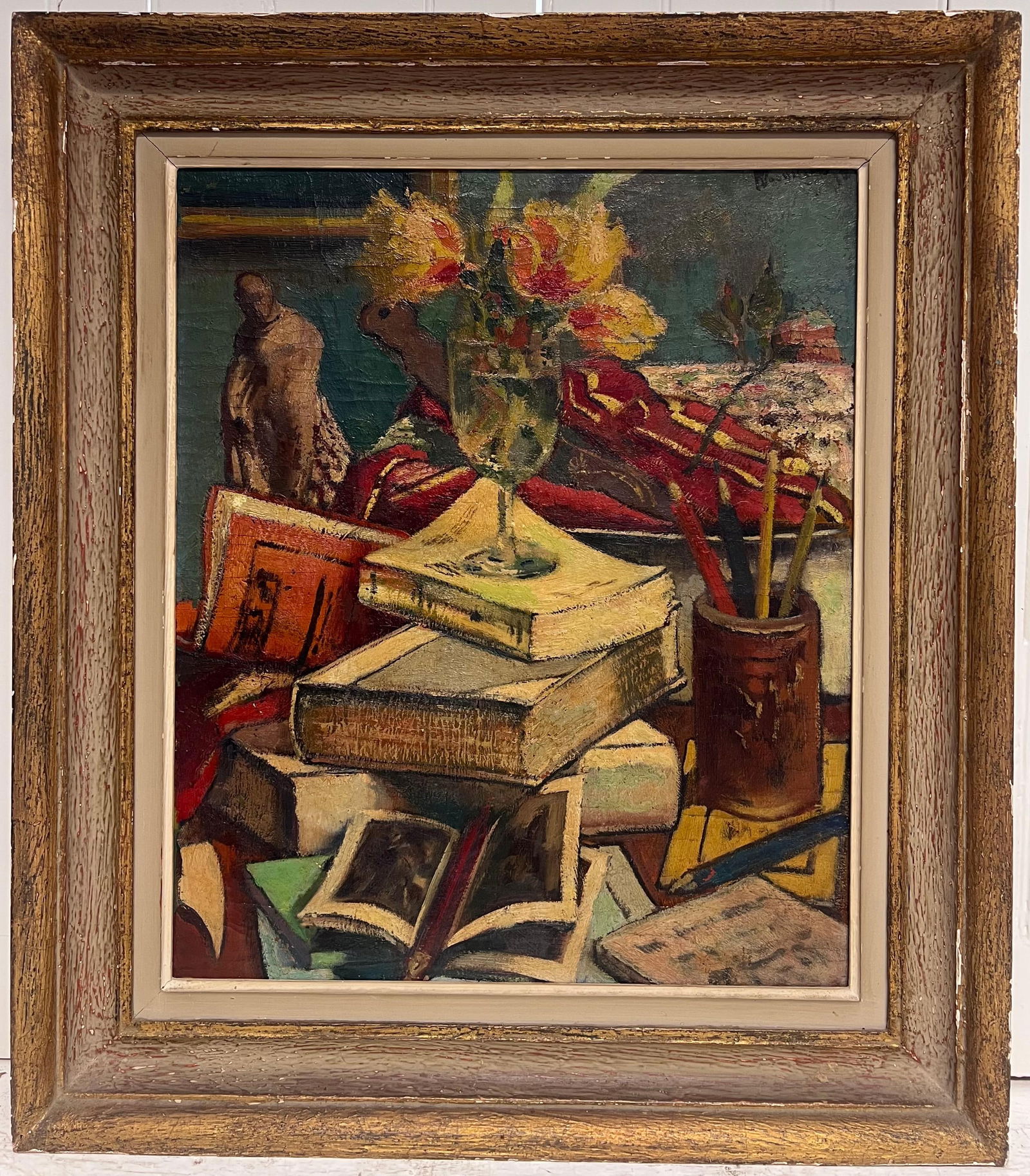1930's English Impressionist Signed Oil Painting Still Life Thick Impasto Paint 1930's - 4