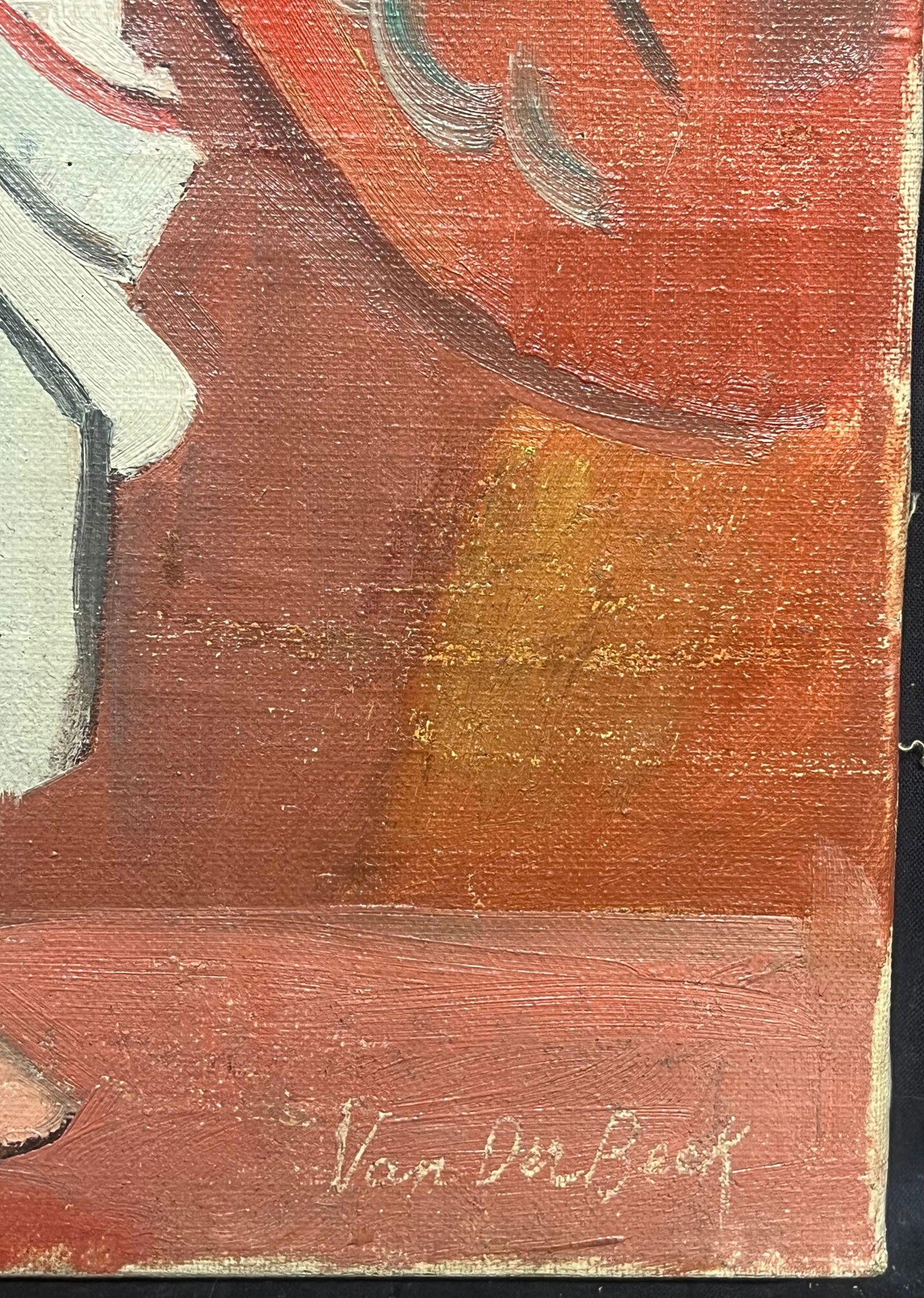 1930's French Cubist Figure Signed Oil Lady Vibrant Geometric Composition 1930's - 7