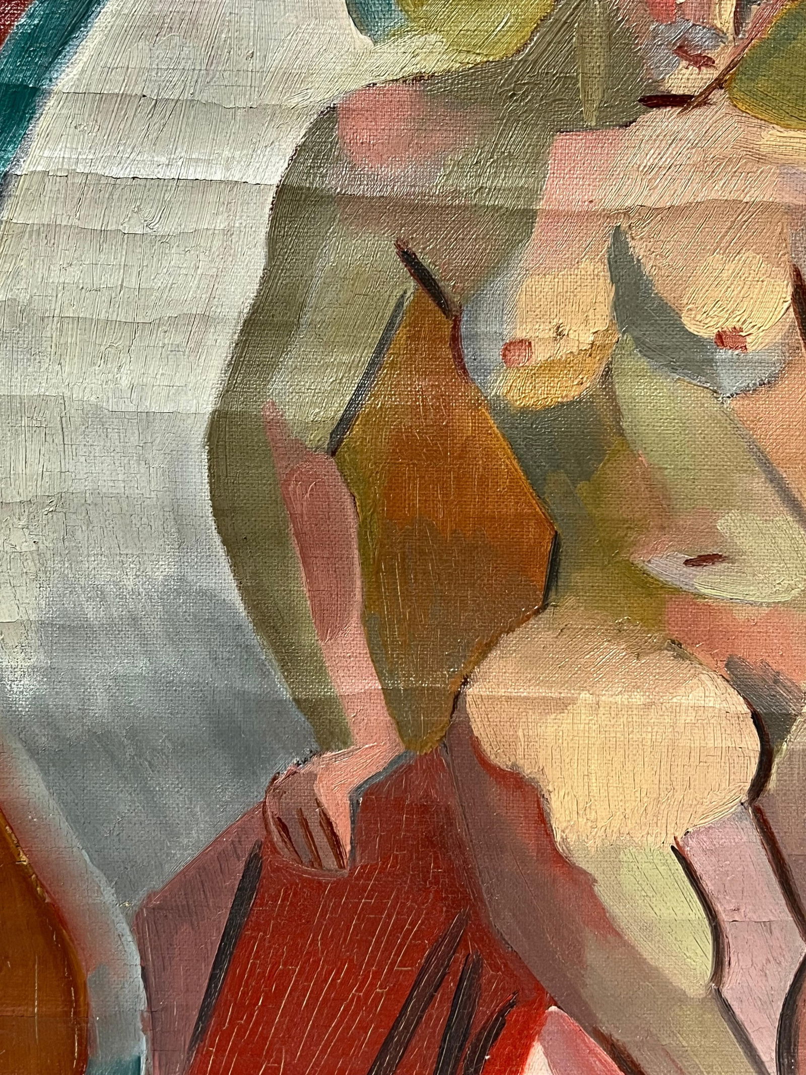 1930's French Cubist Signed Oil Figure Lady 1930's - 8