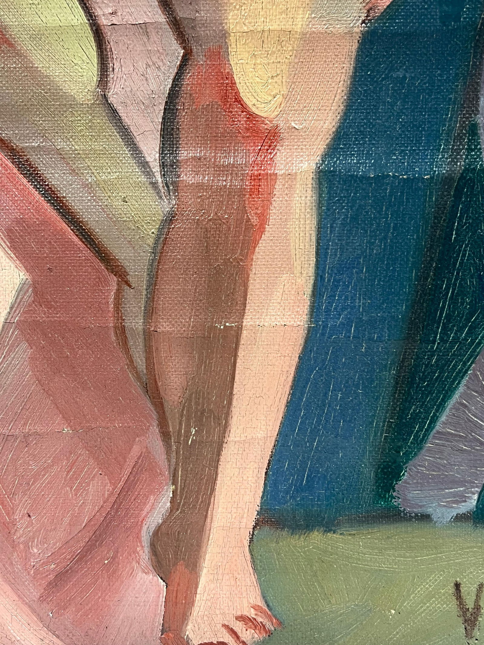 1930's French Cubist Signed Oil Figure Lady 1930's - 10