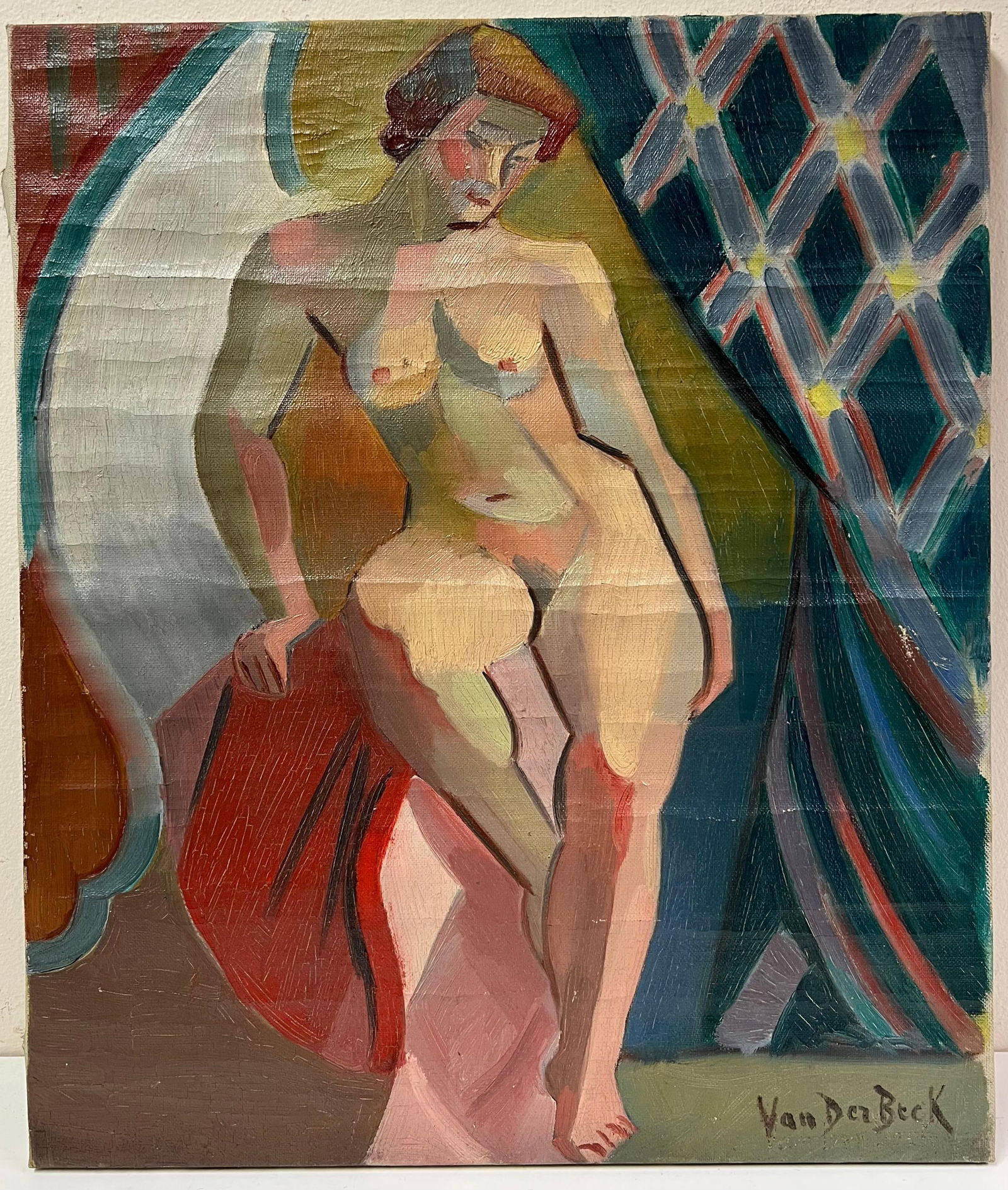 1930's French Cubist Signed Oil Figure Lady 1930's - 5