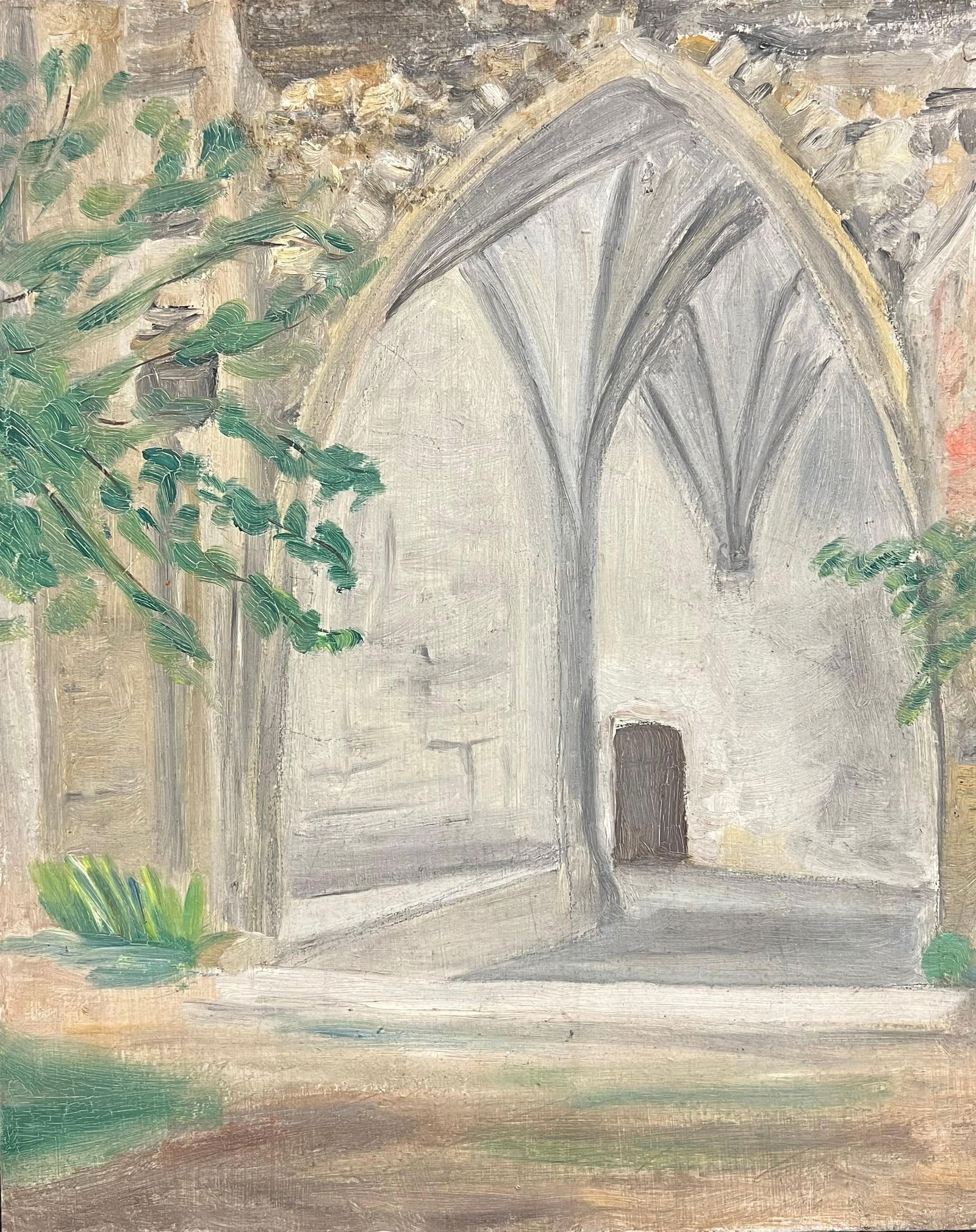1930's French Impressionist Arched Cloister with Gothic Vaults and Garden 19th Century - 5