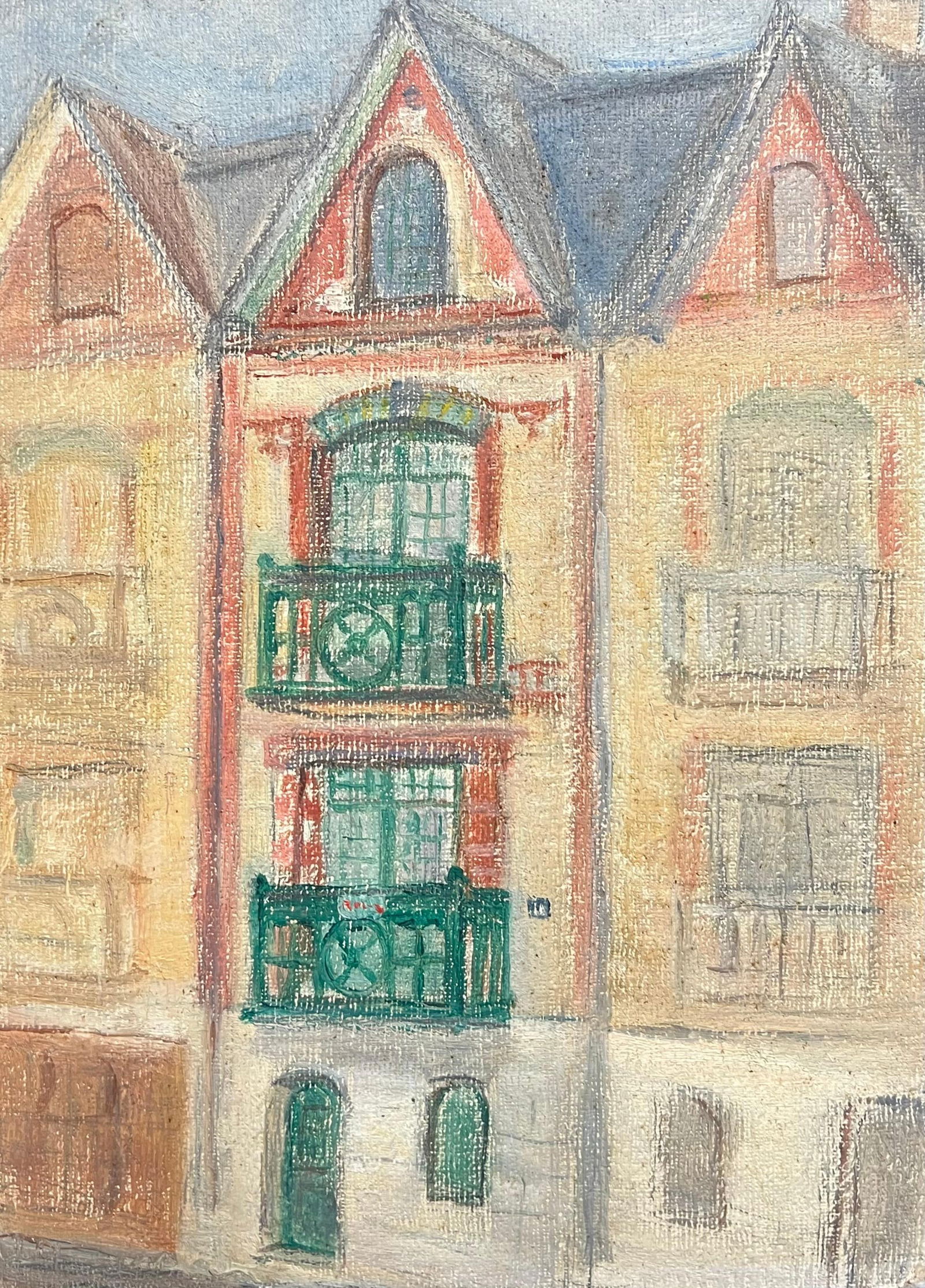 1930's French Impressionist Charming French Townhouse with Green Balconies 19th Century - 2