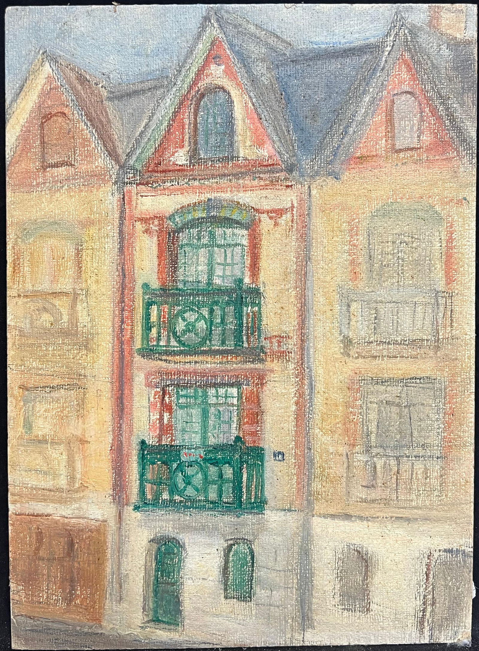 1930's French Impressionist Charming French Townhouse with Green Balconies 19th Century - 3