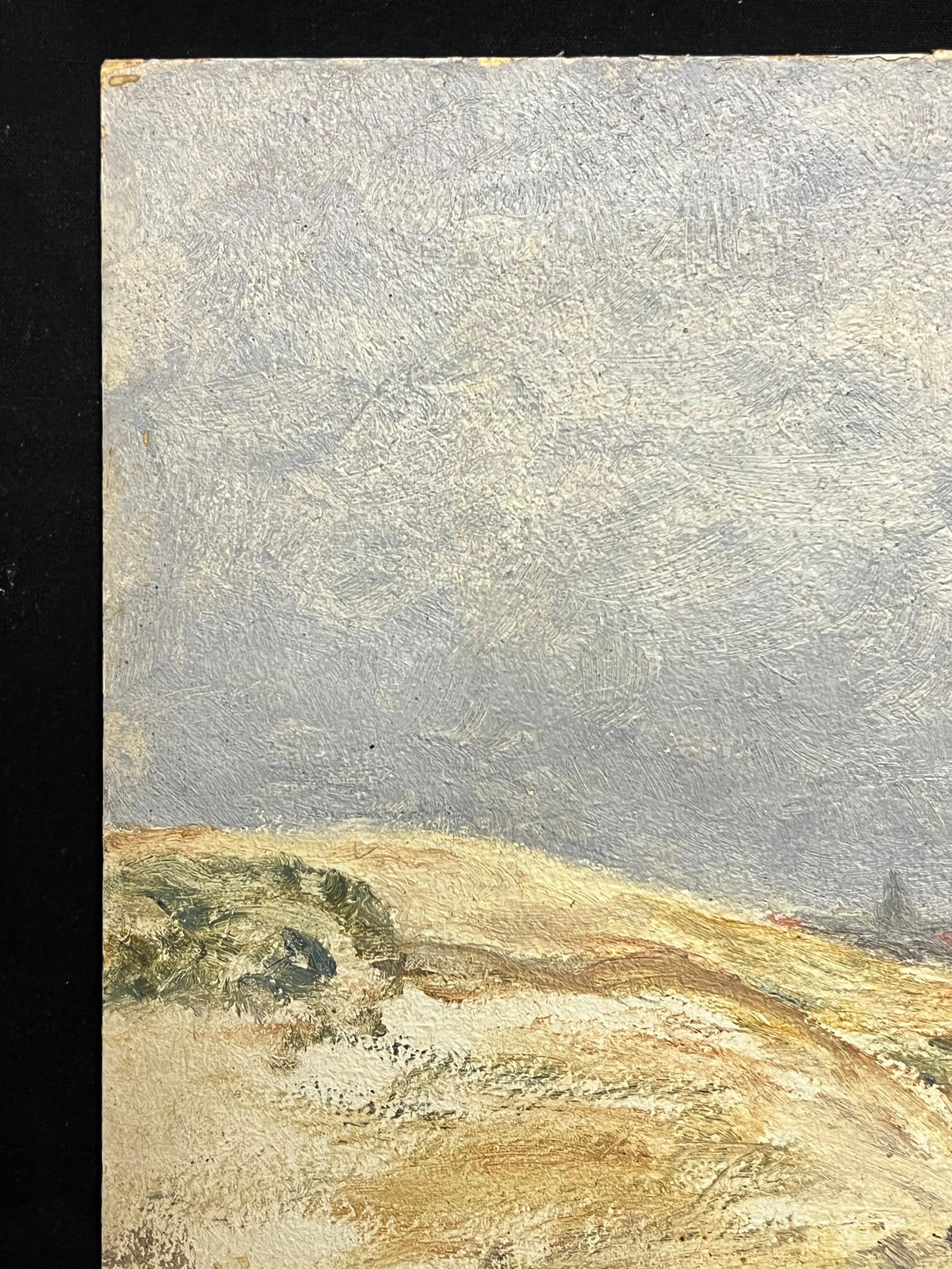 1930's French Impressionist Coastal Dunes with Distant Village Horizon Under Sky 19th Century - 17