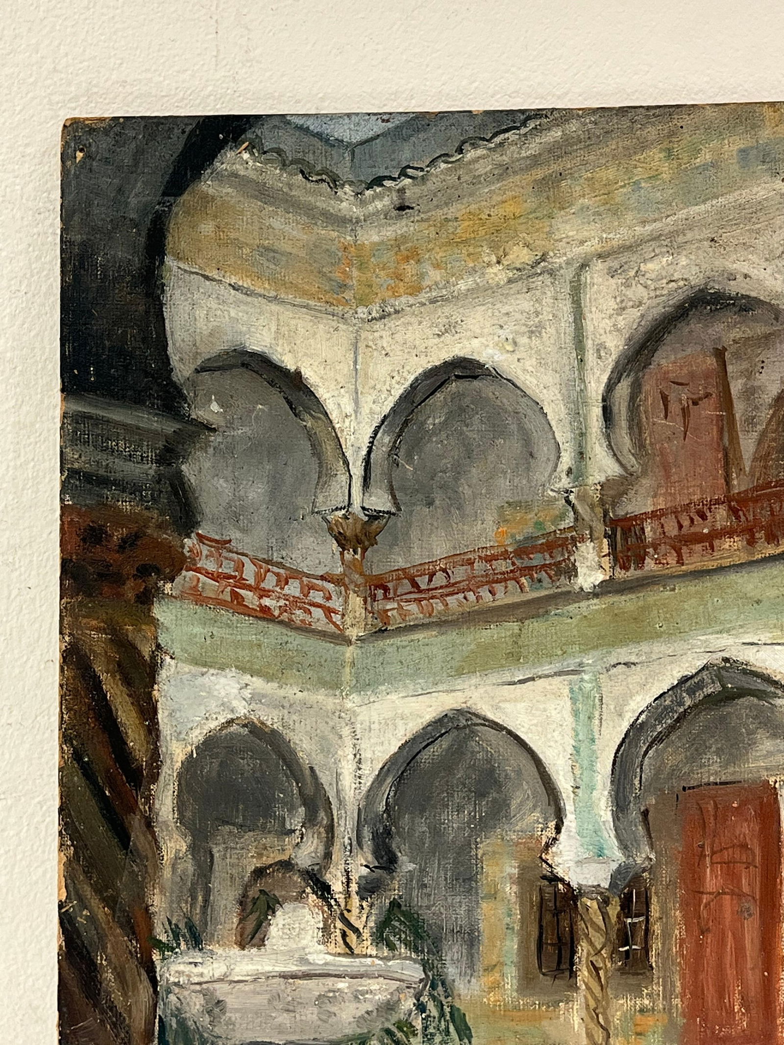 1930's French Impressionist Courtyard with Arched Colonnades and Fountain 19th Century - 6