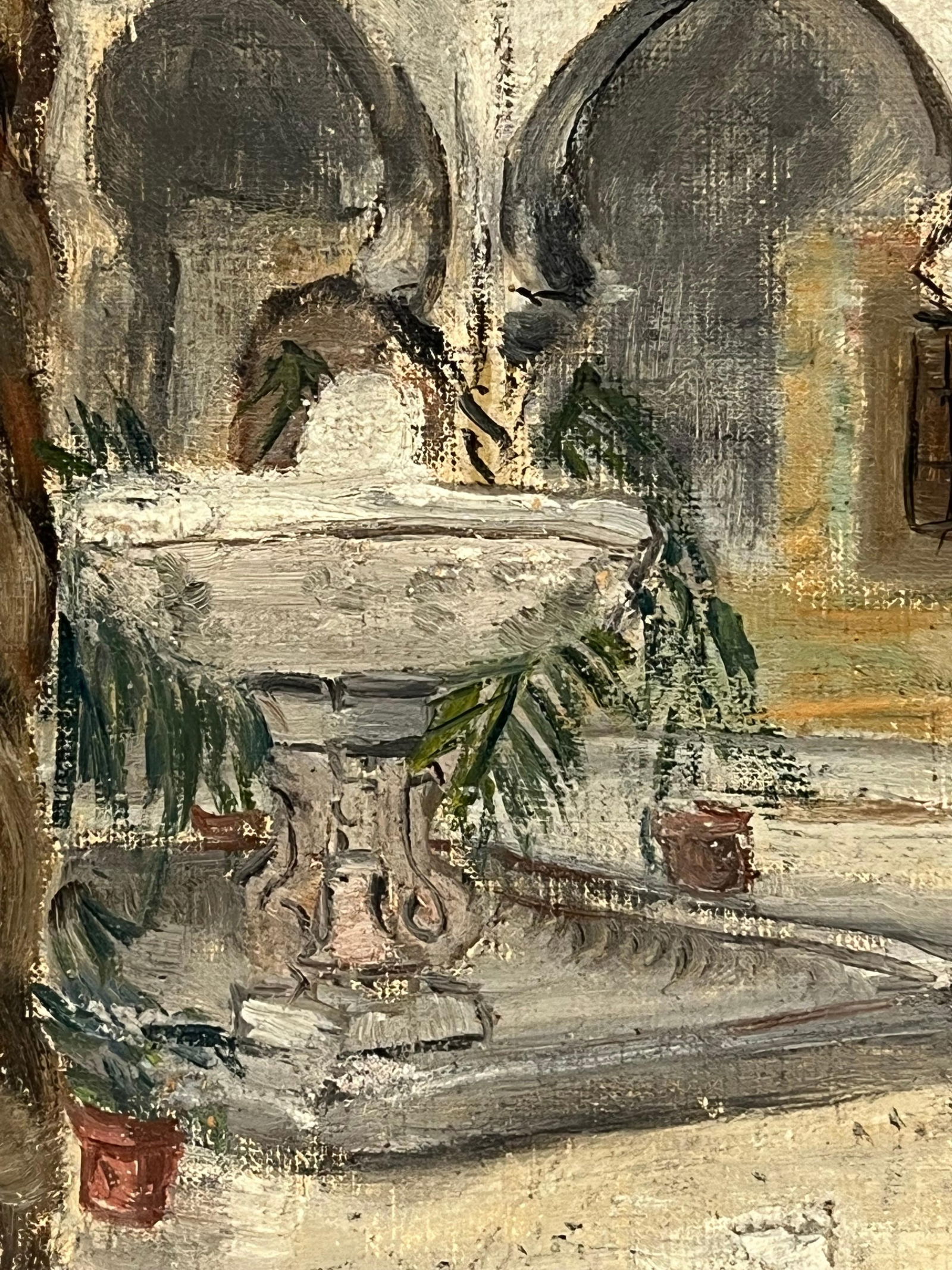 1930's French Impressionist Courtyard with Arched Colonnades and Fountain 19th Century - 7
