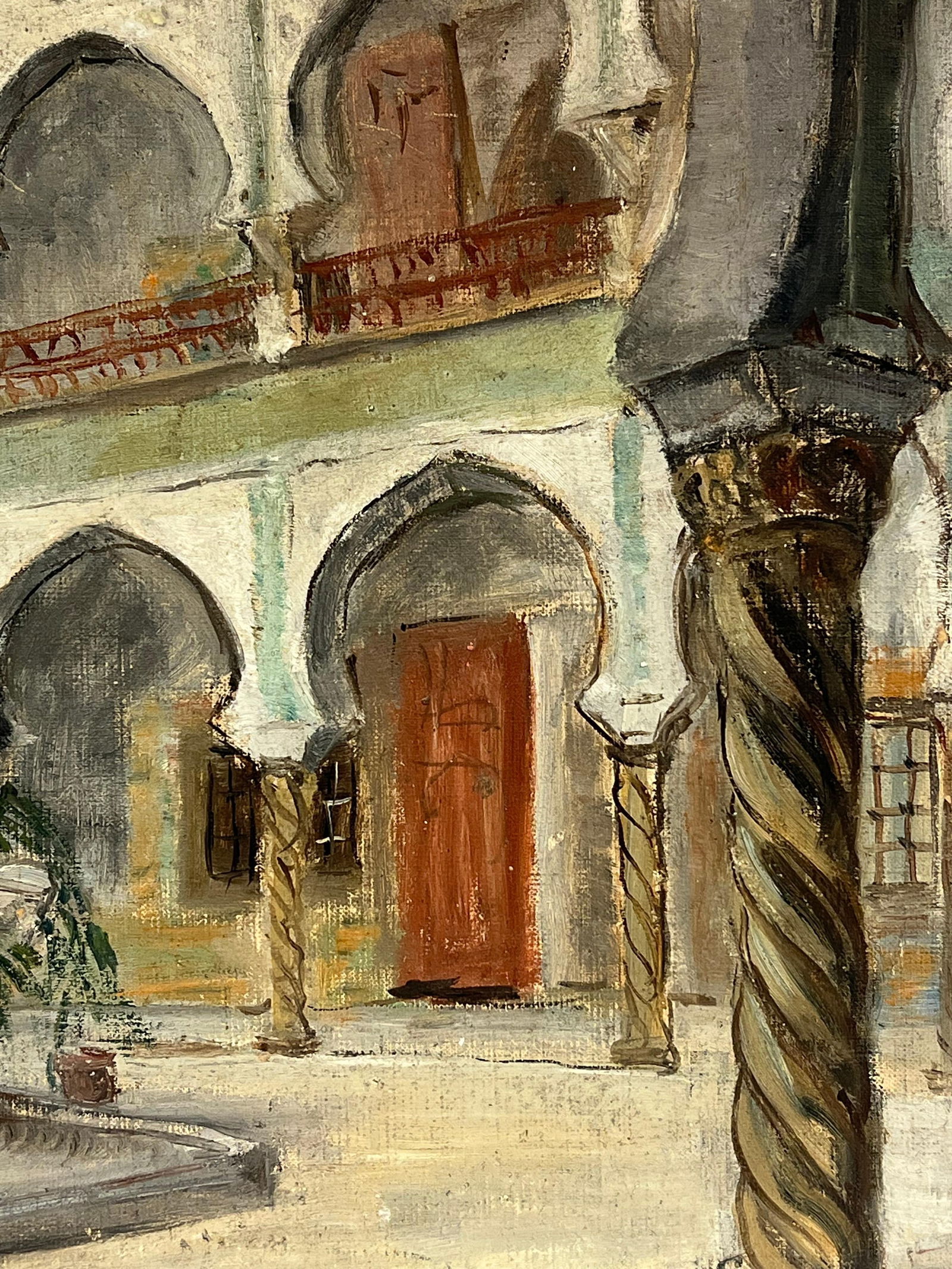1930's French Impressionist Courtyard with Arched Colonnades and Fountain 19th Century - 12