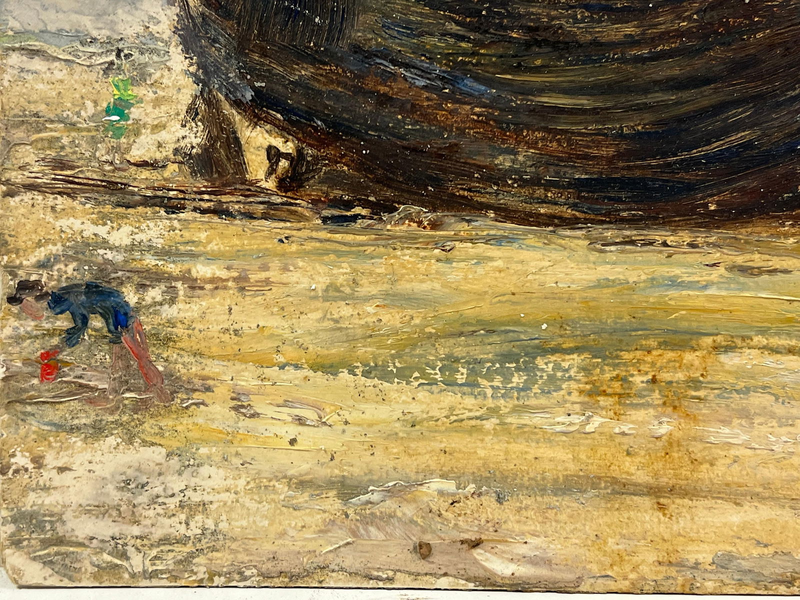 1930's French Impressionist Low Tide with Fishing Boats and Figures on the Shore 19th Century - 2