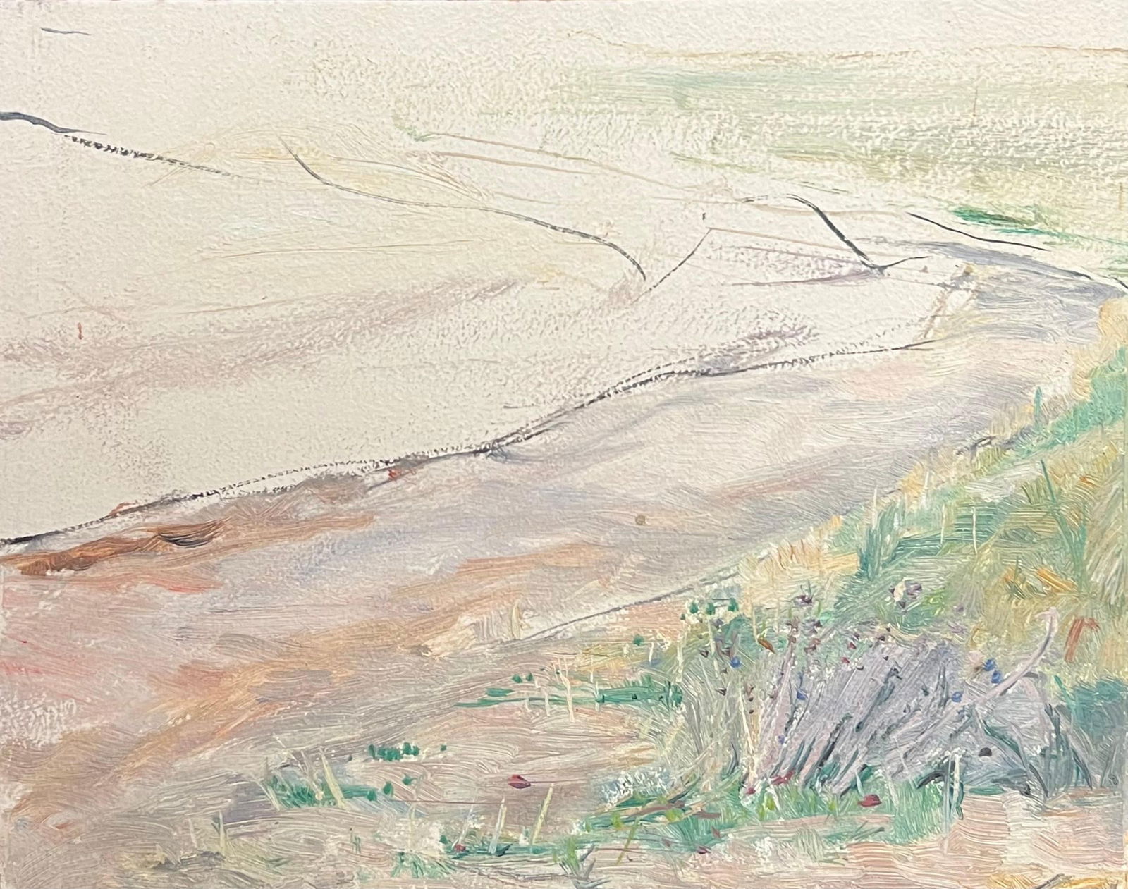 1930's French Impressionist Minimalist Coastal Landscape with Gentle Brushstroke 19th Century - 2