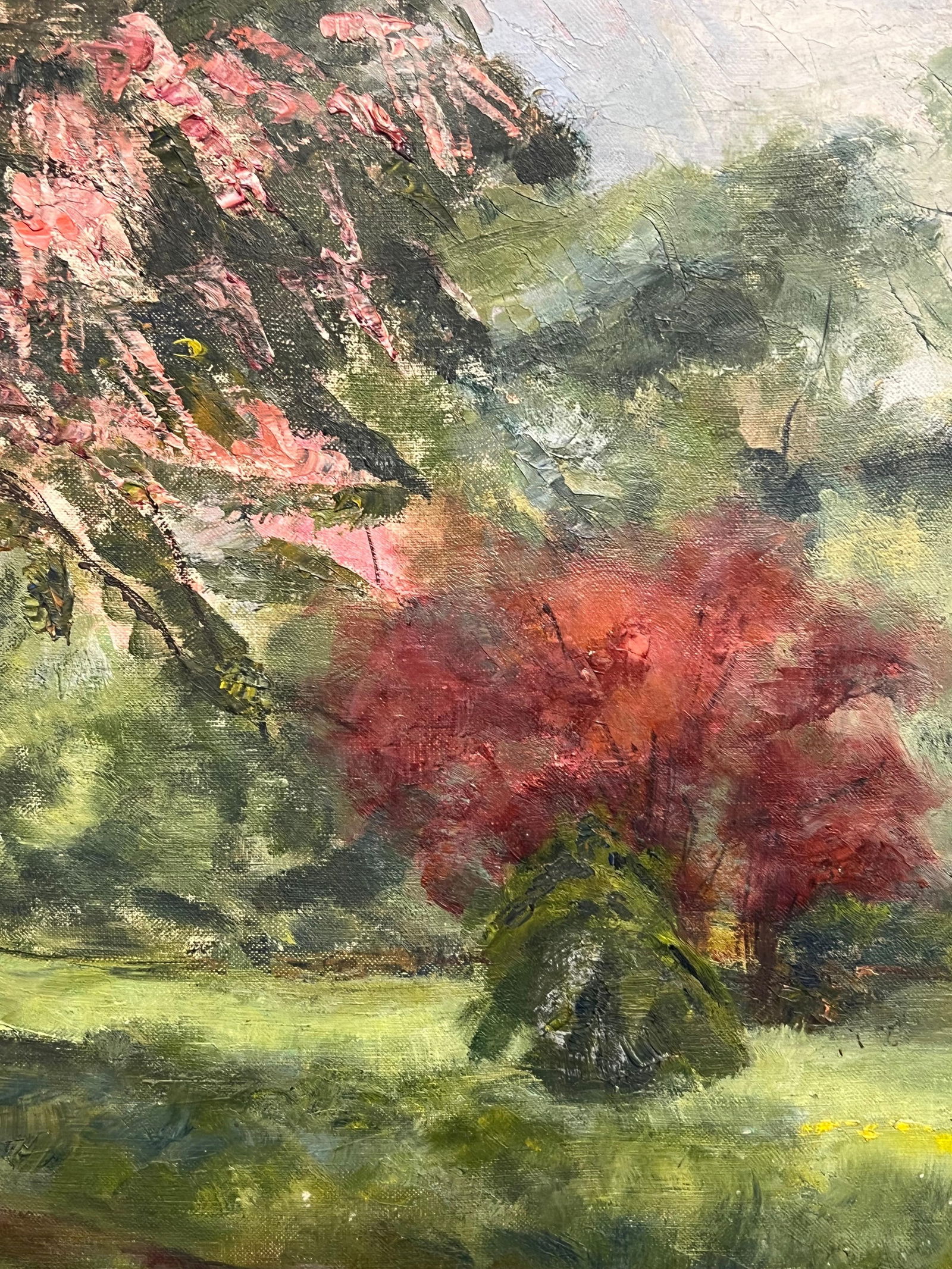 1930's French Impressionist Oil Painting Bright & Colorful Ornamental Trees 1930's - 6