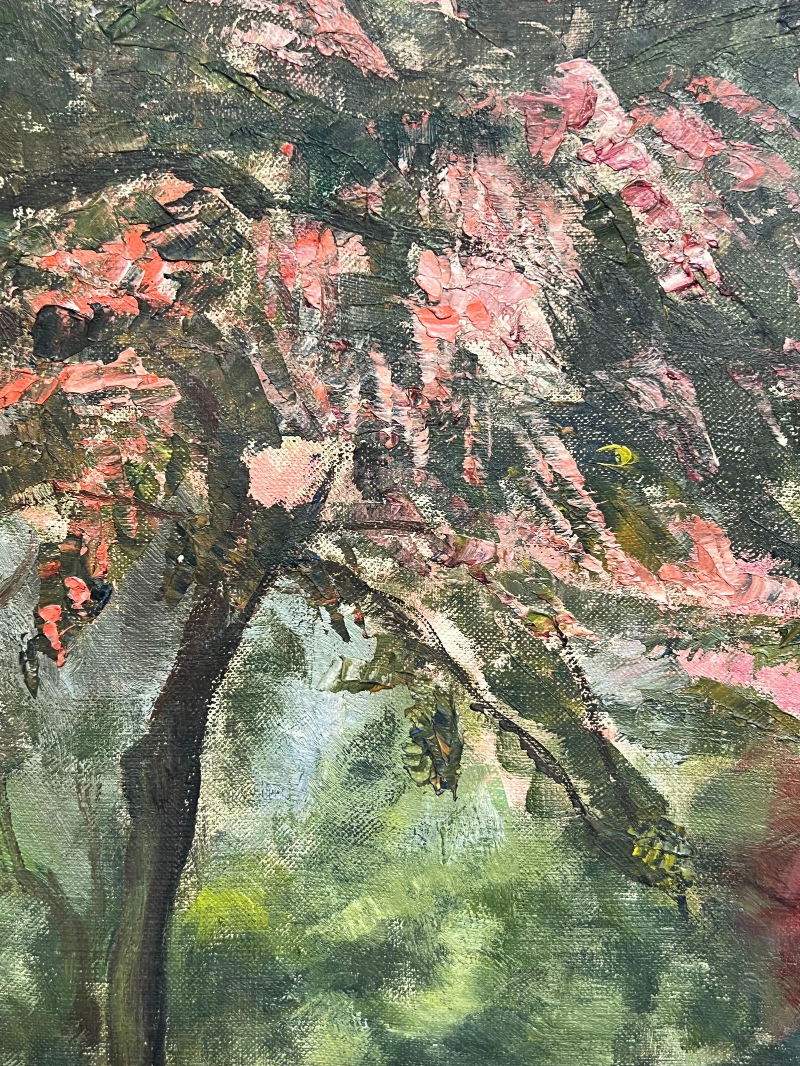 1930's French Impressionist Oil Painting Bright & Colorful Ornamental Trees 1930's - 7