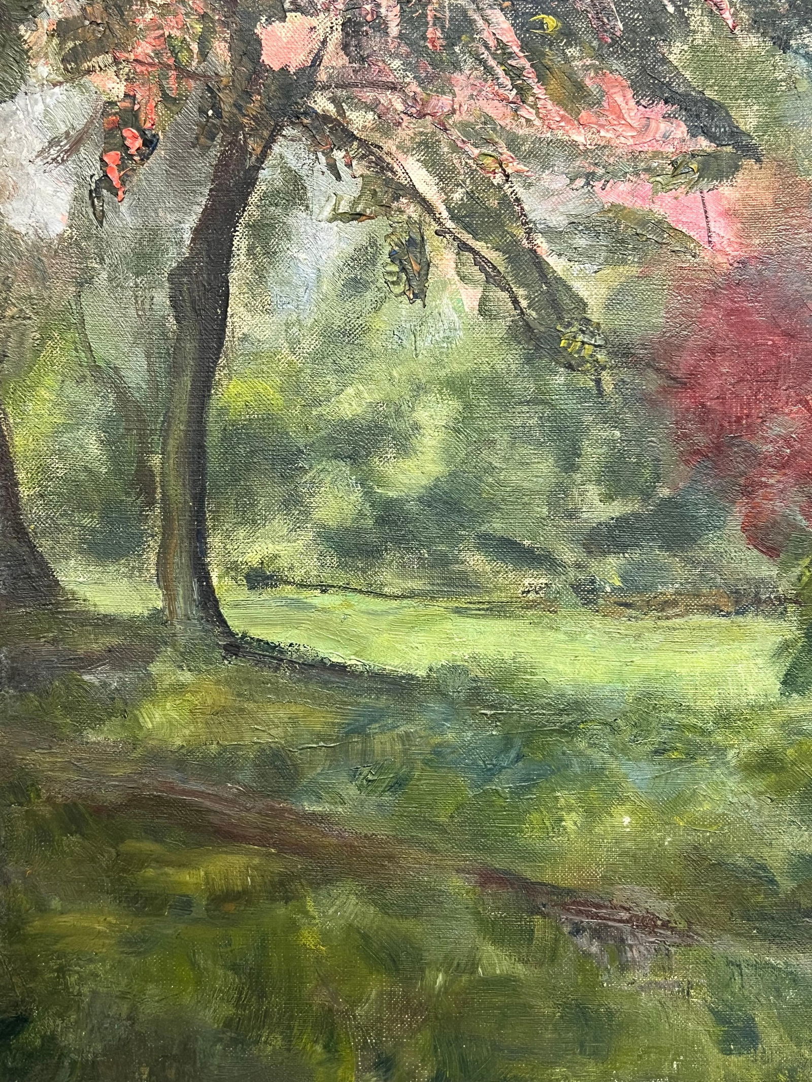 1930's French Impressionist Oil Painting Bright & Colorful Ornamental Trees 1930's - 8