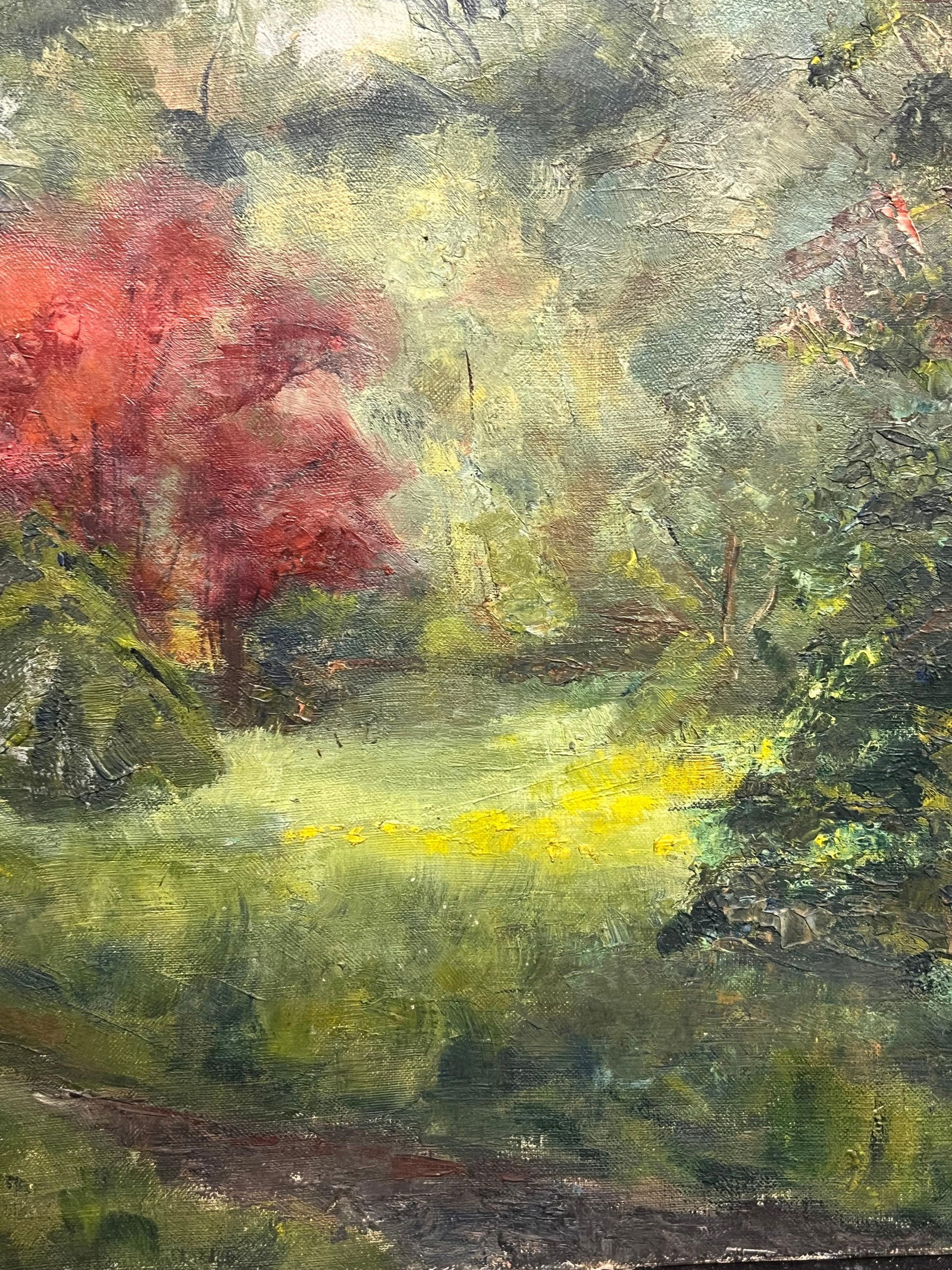 1930's French Impressionist Oil Painting Bright & Colorful Ornamental Trees 1930's - 9