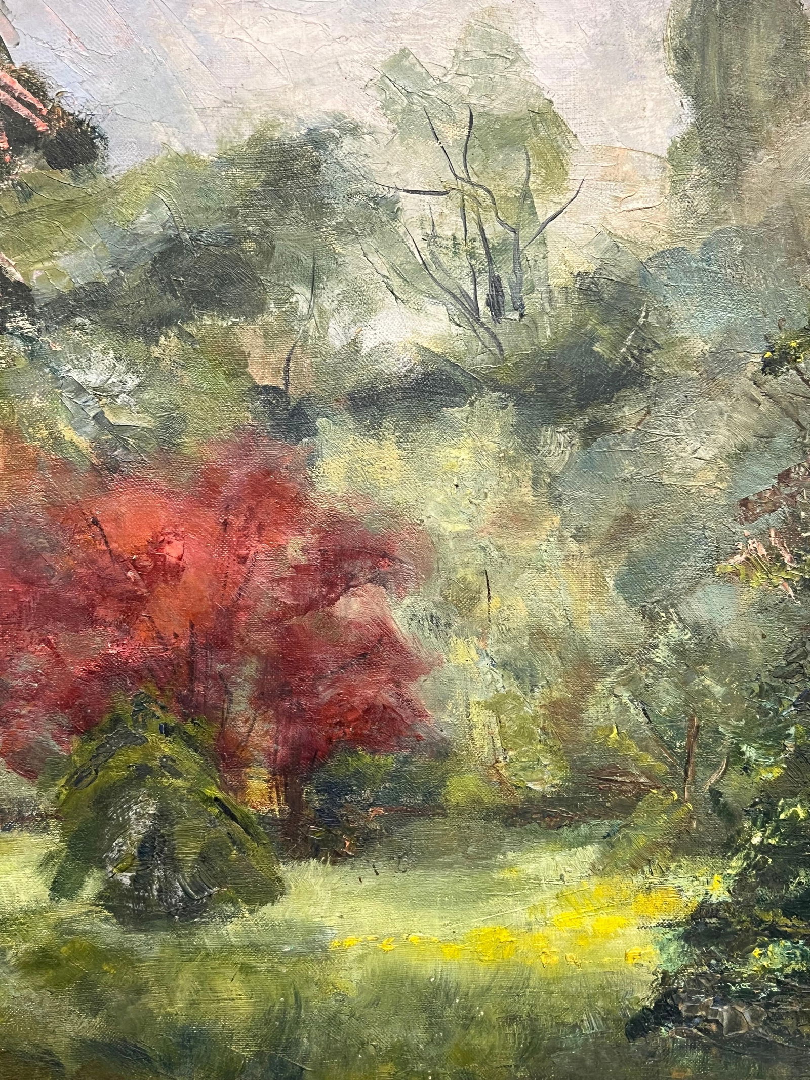 1930's French Impressionist Oil Painting Bright & Colorful Ornamental Trees 1930's - 13