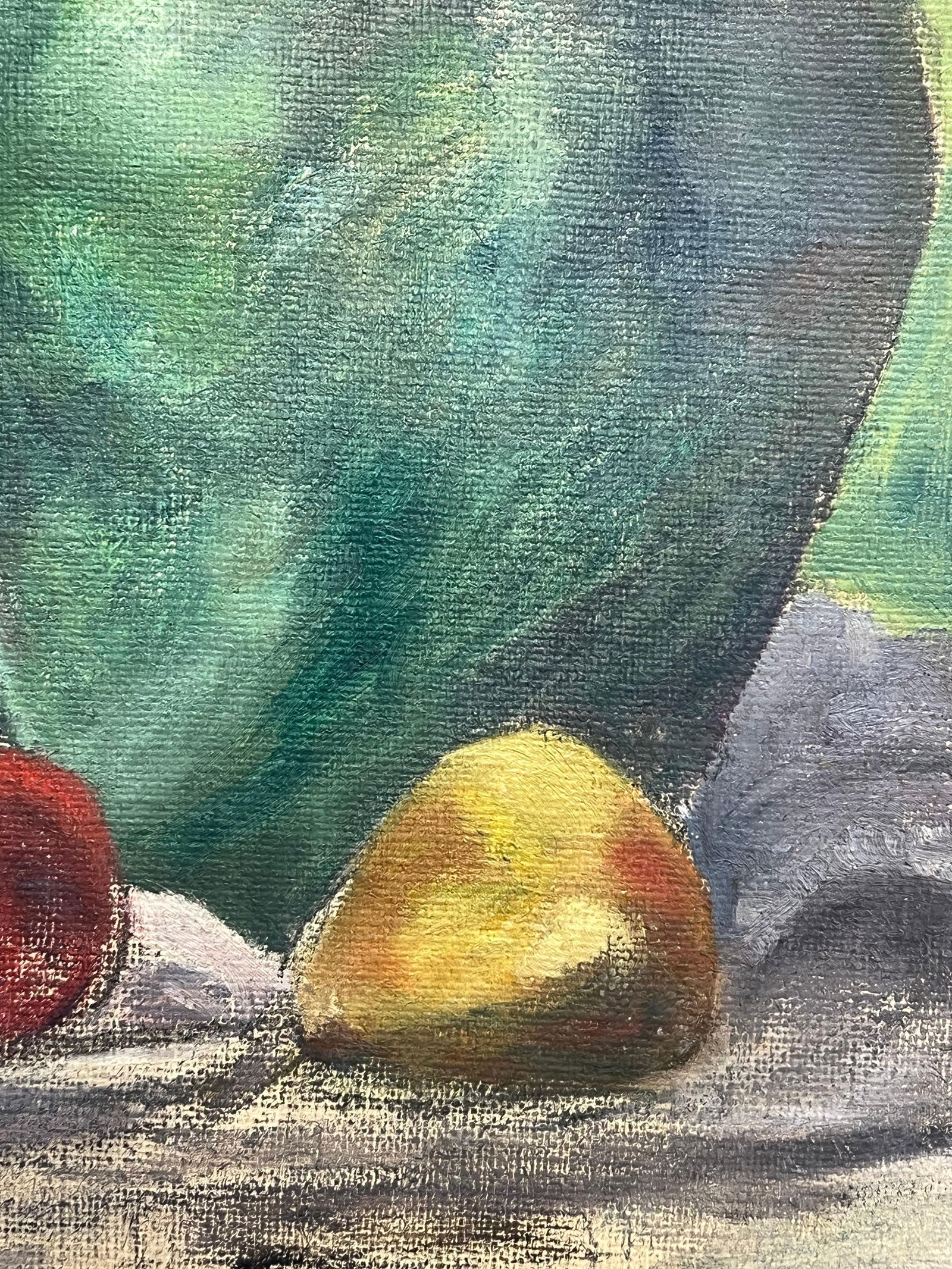 1930's French Impressionist Still Life with Green Jug and Assorted Apples & Pear 19th Century - 2