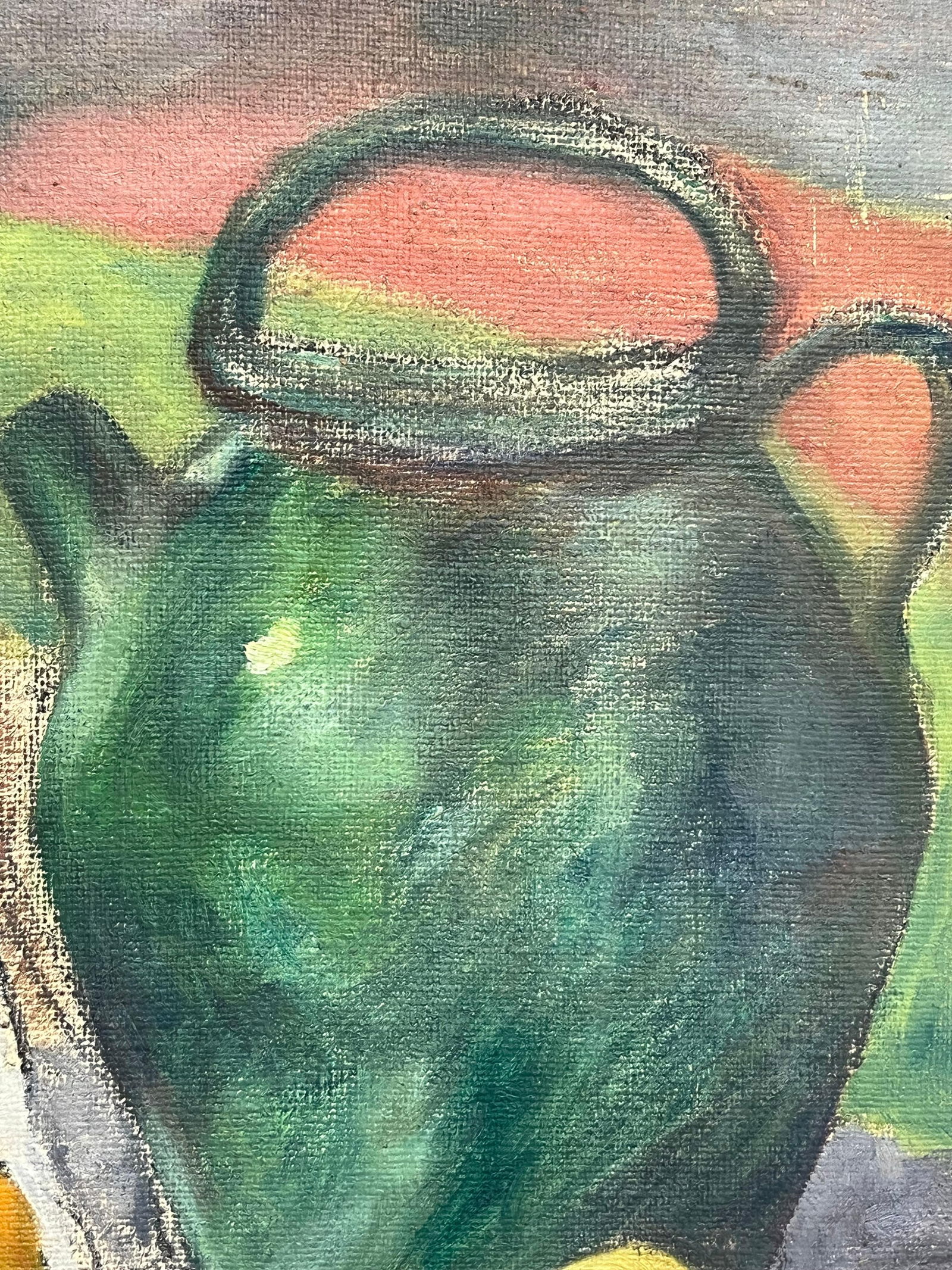 1930's French Impressionist Still Life with Green Jug and Assorted Apples & Pear 19th Century - 5