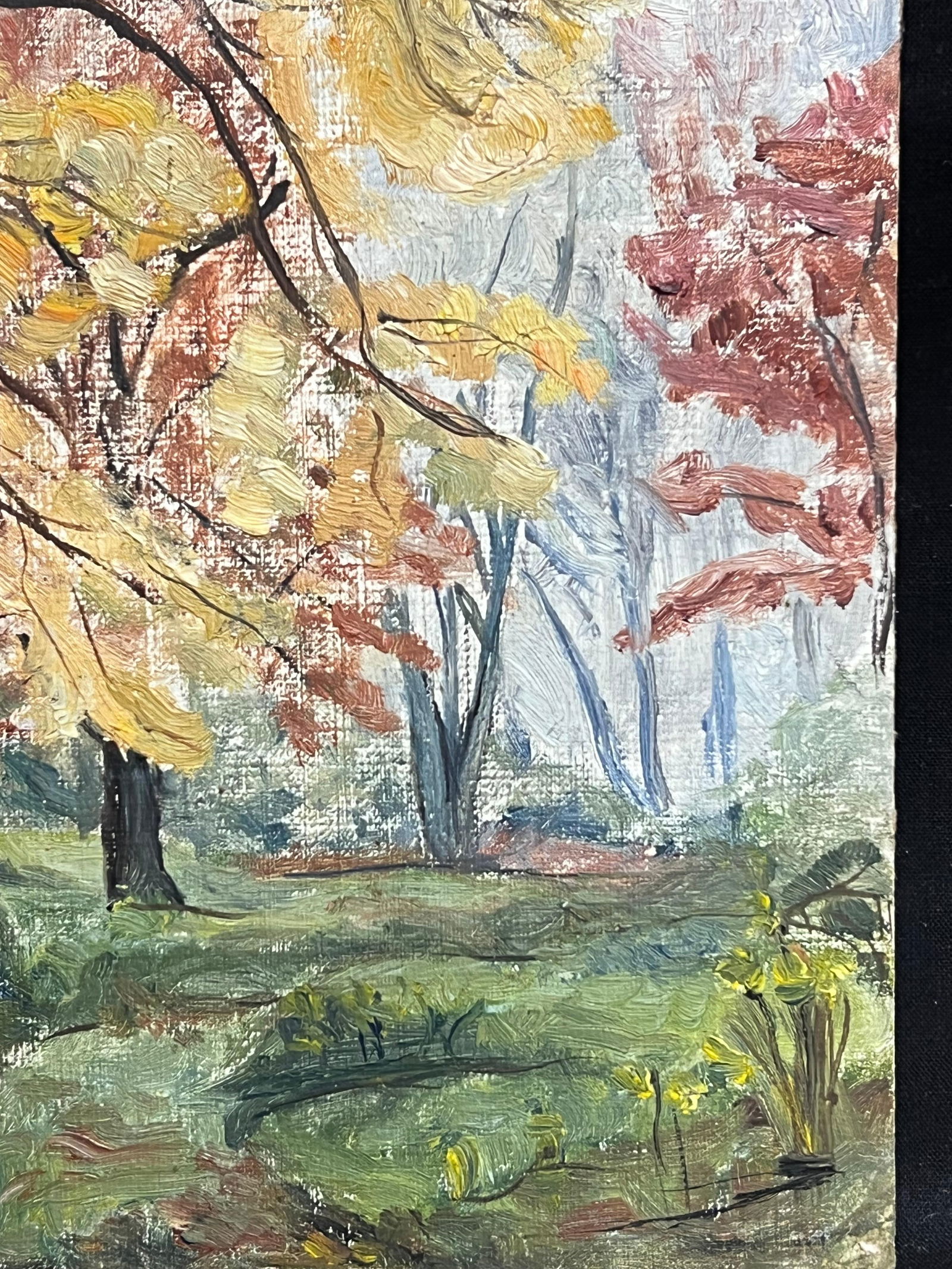 1930's French Impressionist Vibrant Autumn Landscape with Golden and Red Foliage 19th Century - 17