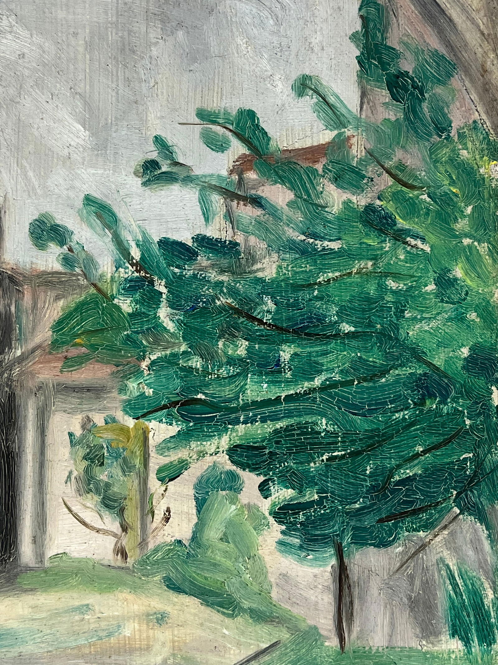 1930's French Impressionist View Through Archway to Tower and Garden 19th Century - 13