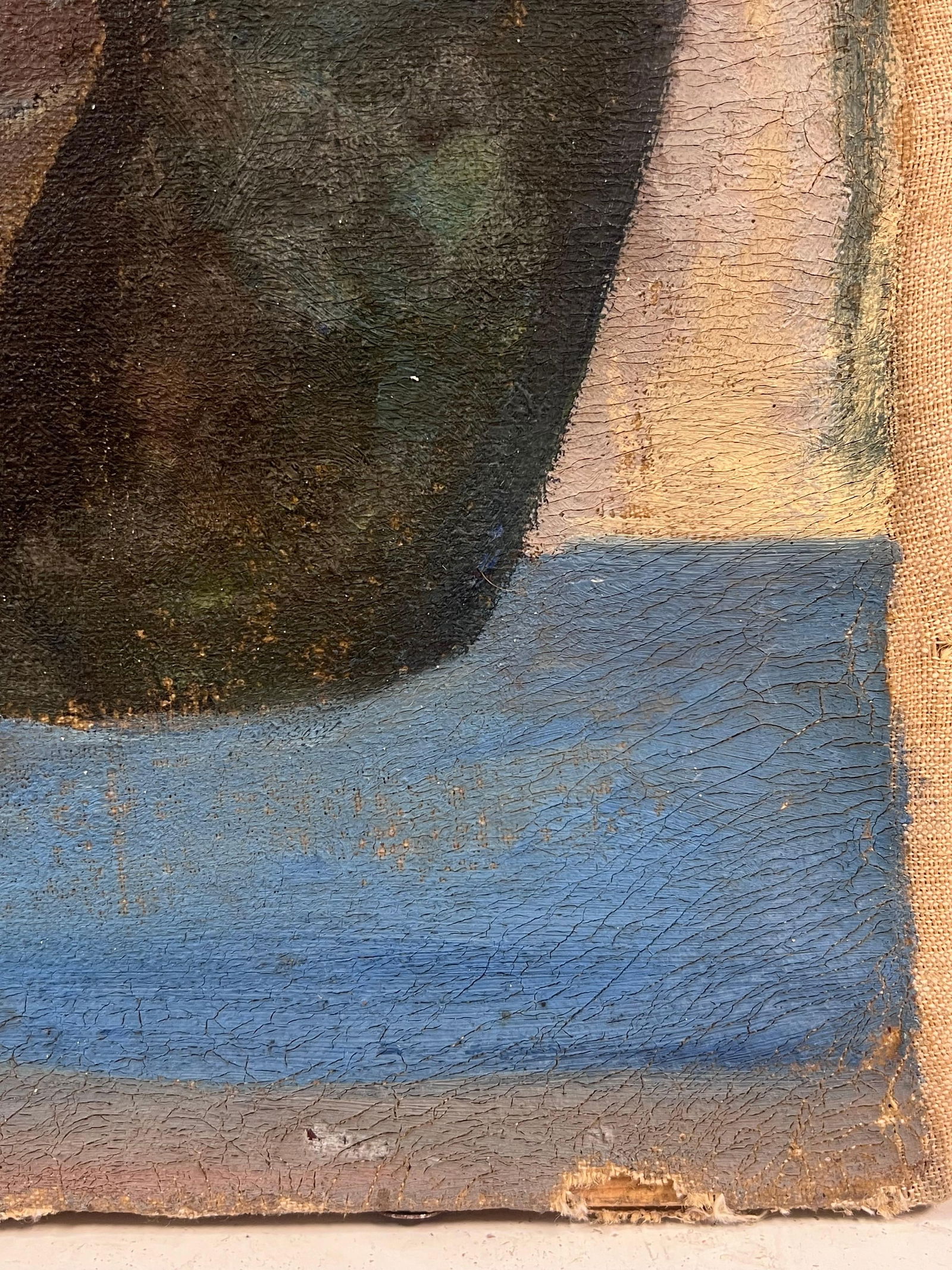 1930's French Modernist Oil Painting Lunaria Honesty Plants Still Life Blue Jug 1930's - 9