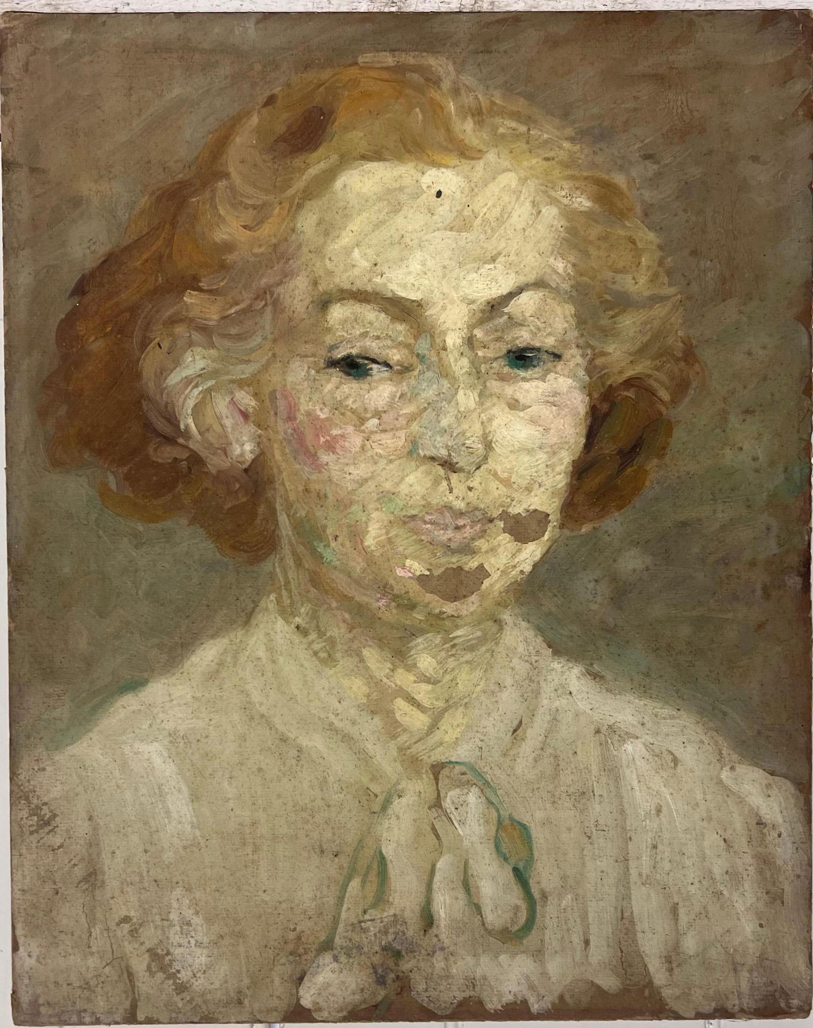 1930's French Oil Painting Double Sided Portrait Painting of Woman 1930's - 10