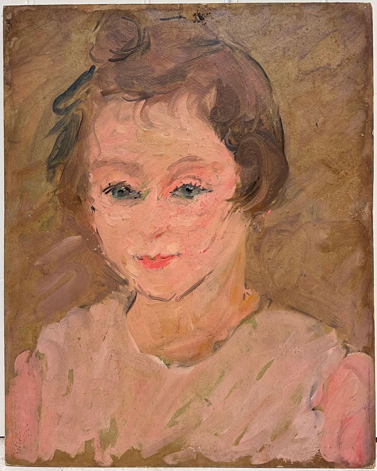 1930's French Oil Painting Double Sided Portrait Painting of Woman 1930's - 12