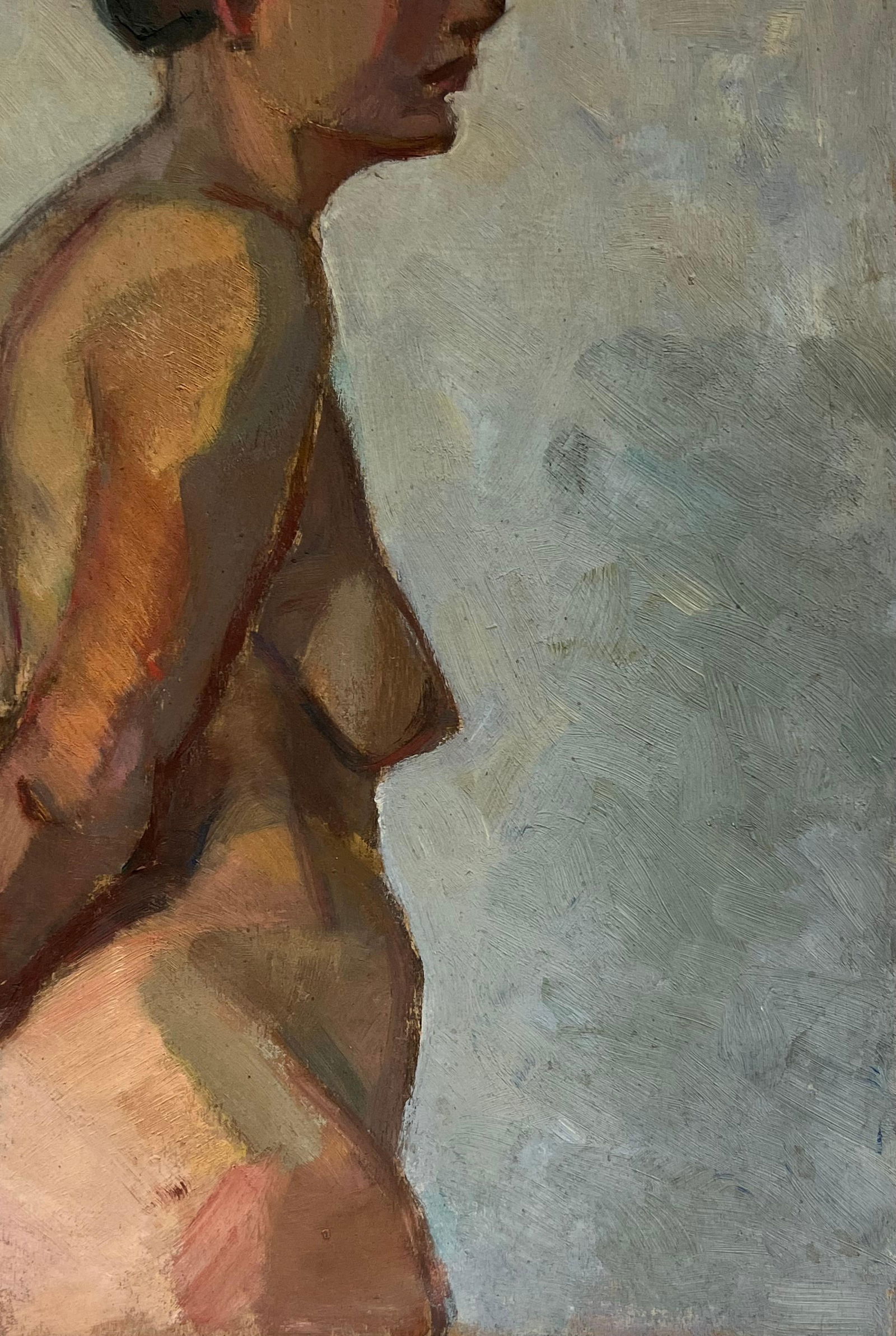 1930's French Oil Painting Portrait of Standing Figure Lady Double Sided Image 1930's - 6