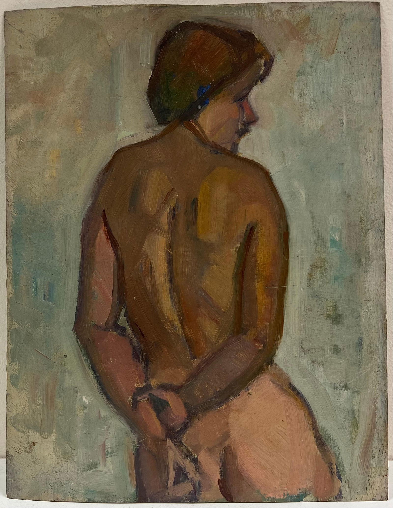 1930's French Oil Painting Portrait of Standing Figure Lady Double Sided Image 1930's - 12