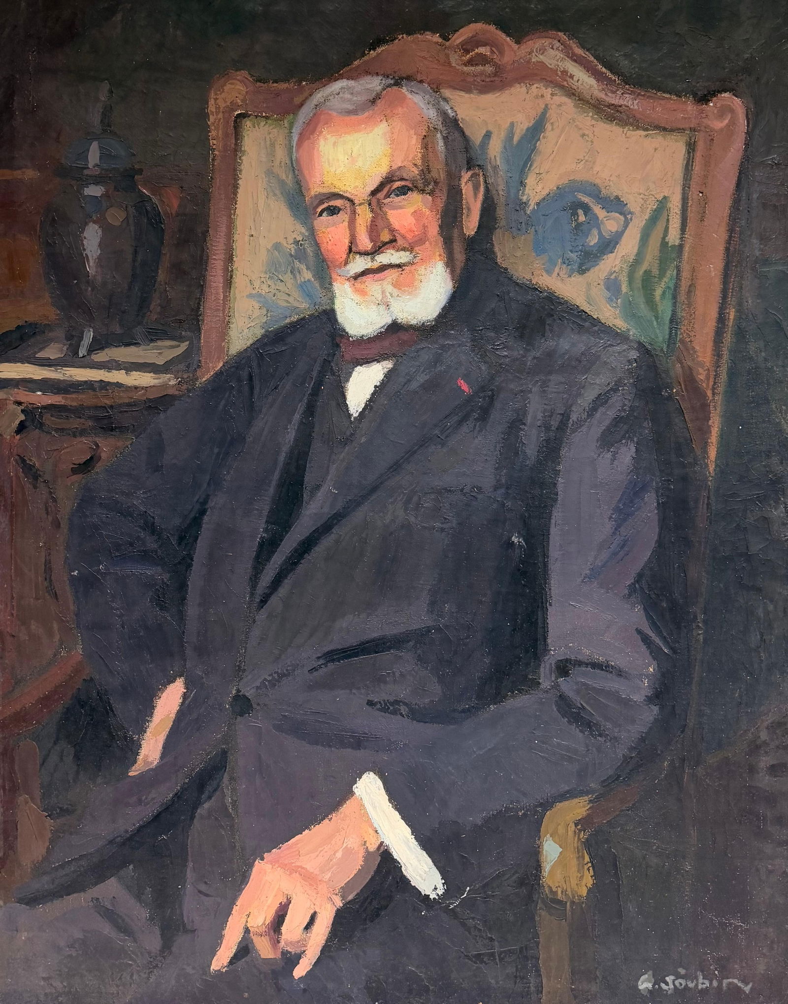 1930's French Oil Portrait of a Bourgeois Gentleman Seated in Armchair 1930 (1 of 14)