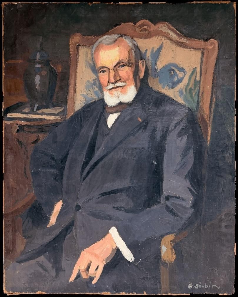 1930's French Oil Portrait of a Bourgeois Gentleman Seated in Armchair 1930 - 4