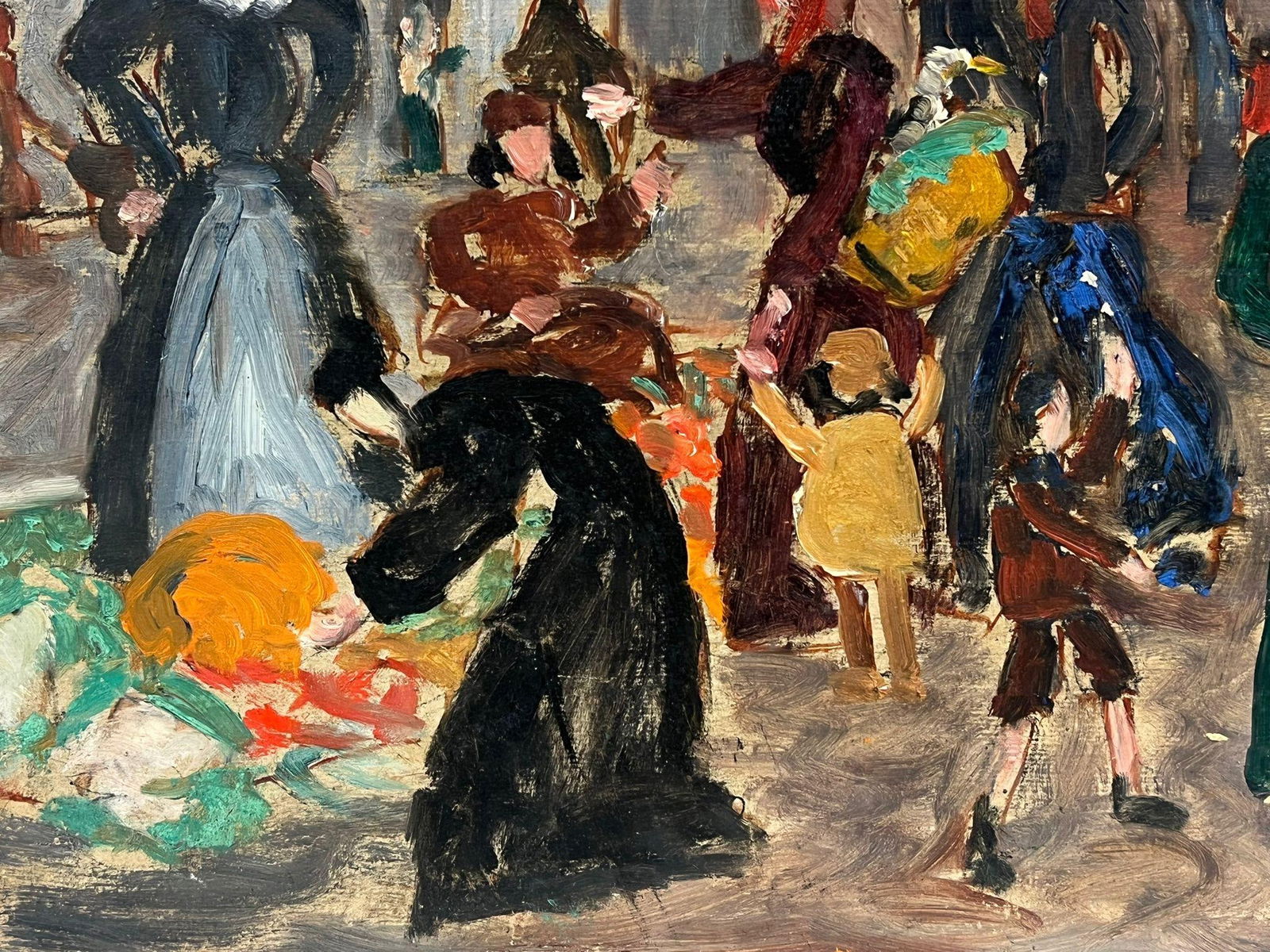 1930's French Post Impressionist Busy French Market Scene Many Figures 1930's - 6