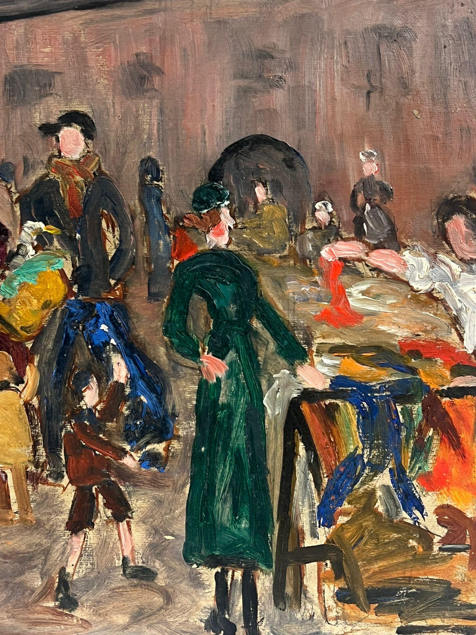 1930's French Post Impressionist Busy French Market Scene Many Figures 1930's - 5