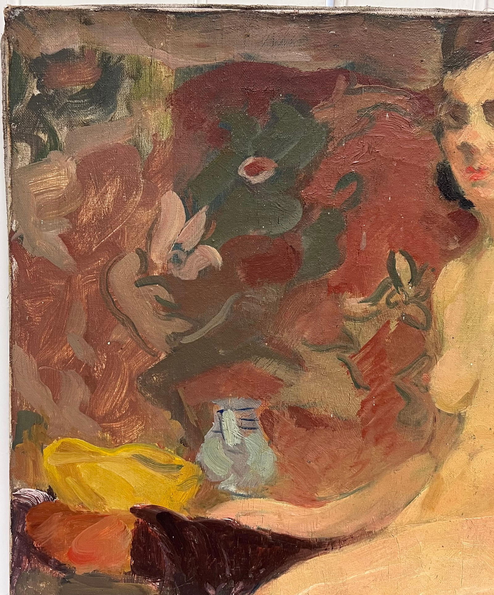 1930's French Post Impressionist Oil Painting Portrait of Seated Figure Lady Model 1930's - 6