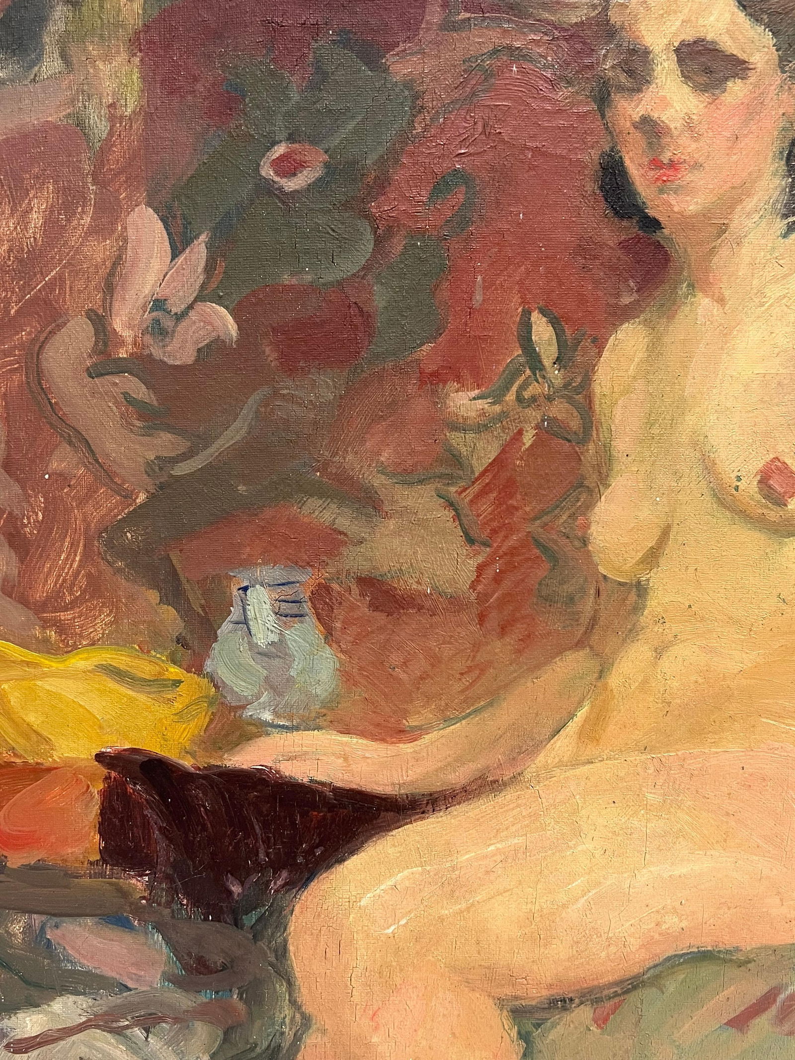 1930's French Post Impressionist Oil Painting Portrait of Seated Figure Lady Model 1930's - 7