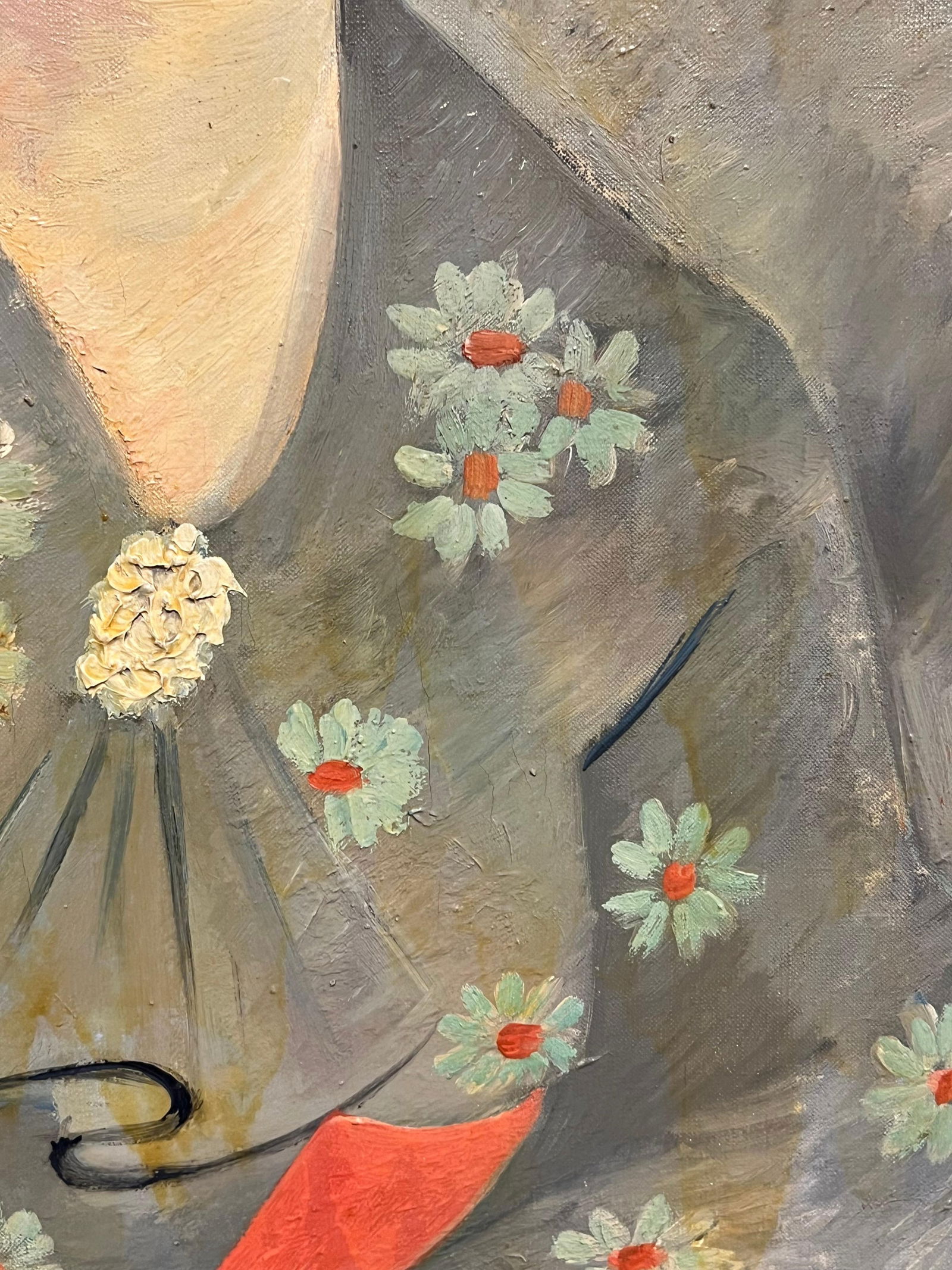 1930's French Post-Impressionist Oil Elegant Portrait of Woman in Floral Attire 1937 - 6